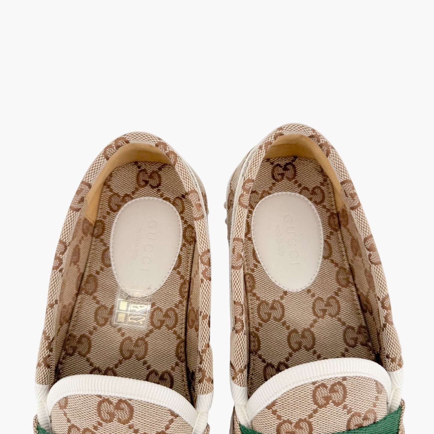 Gucci G Interlock Driving Loafers in Beige GG Monogram Canvas Size 37