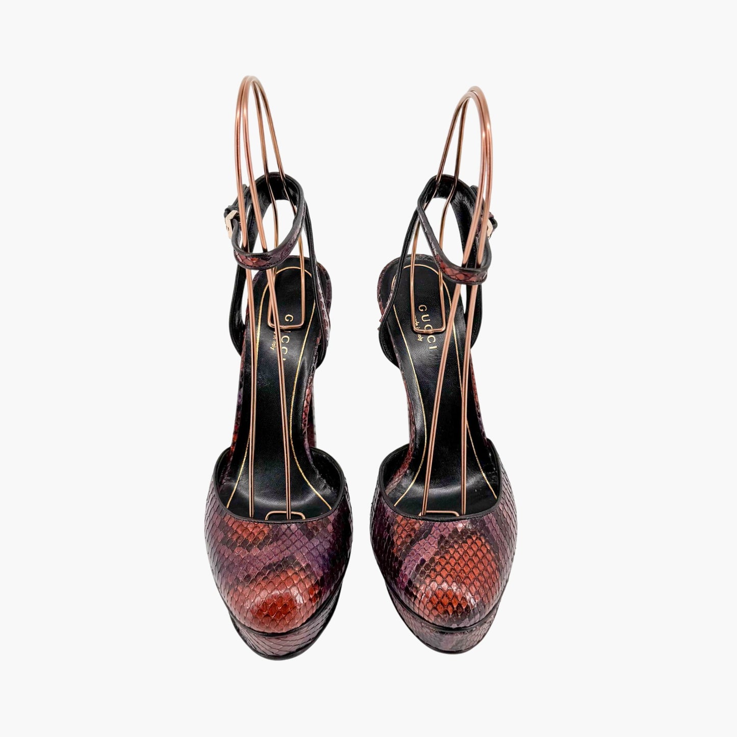 Huston Platform Pumps in Maroon Red Python Size 37