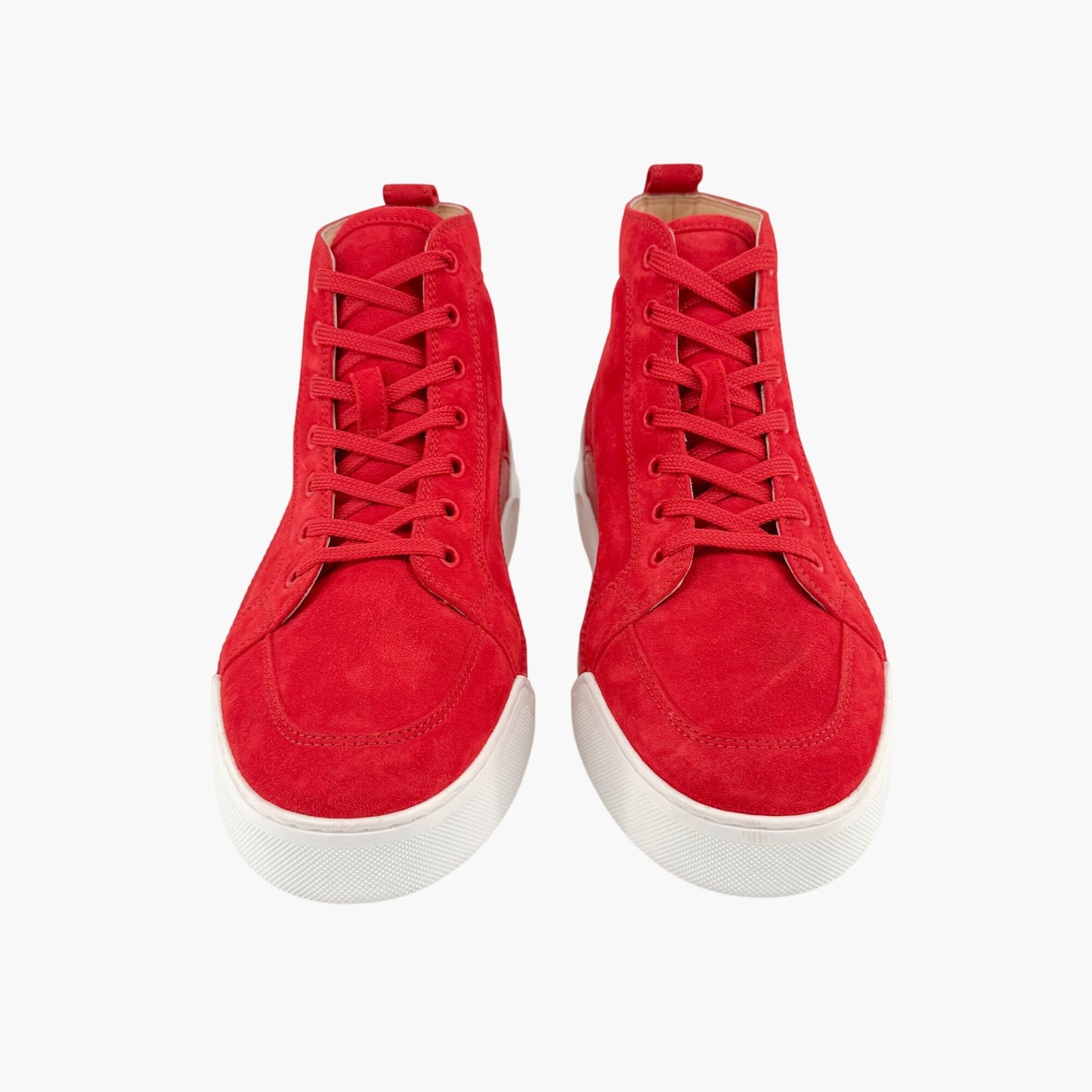 Christian Louboutin Rankick High Top Sneakers in Red Suede Size 40.5
