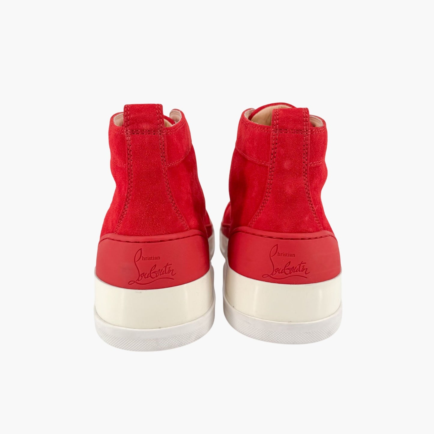 Christian Louboutin Rankick High Top Sneakers in Red Suede Size 40.5