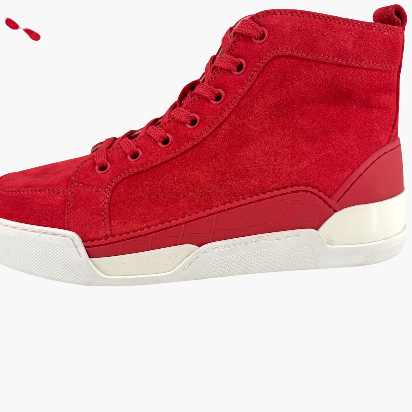 Christian Louboutin Rankick High Top Sneakers in Red Suede Size 40.5