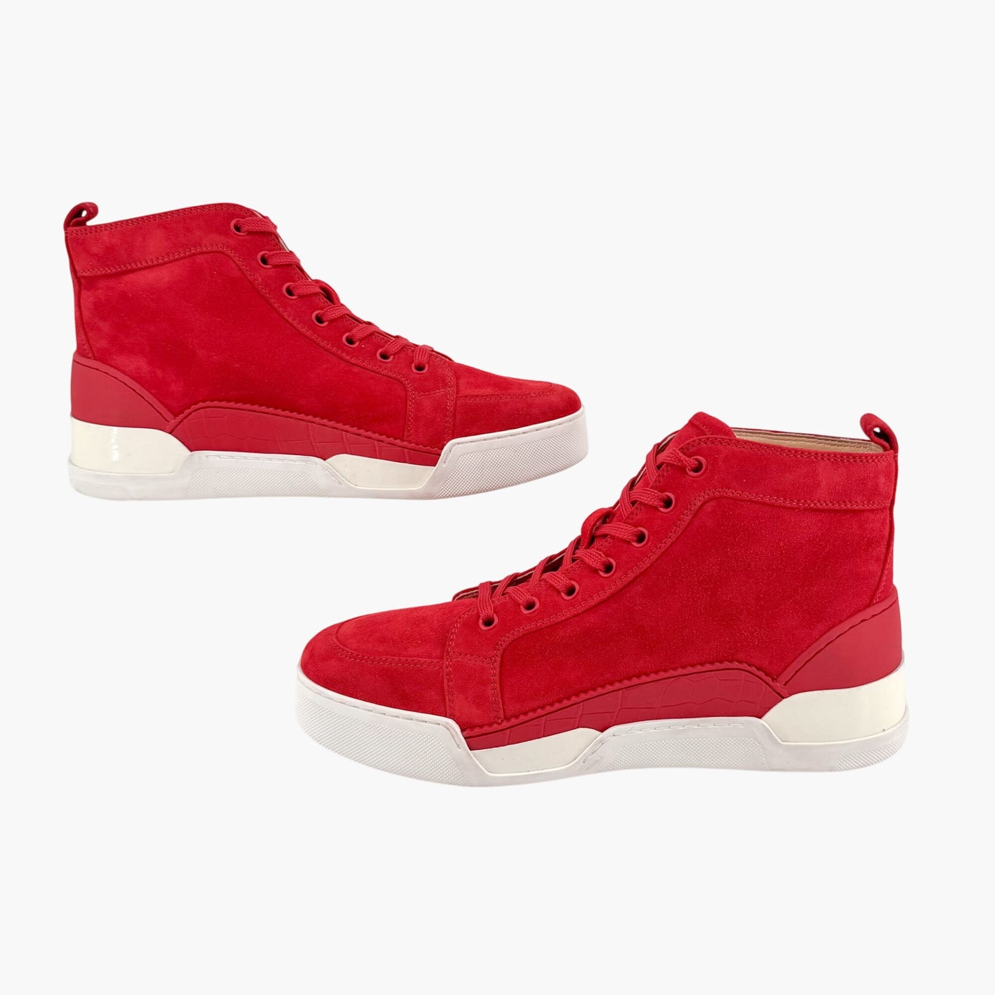 Christian Louboutin Rankick High Top Sneakers in Red Suede Size 40.5