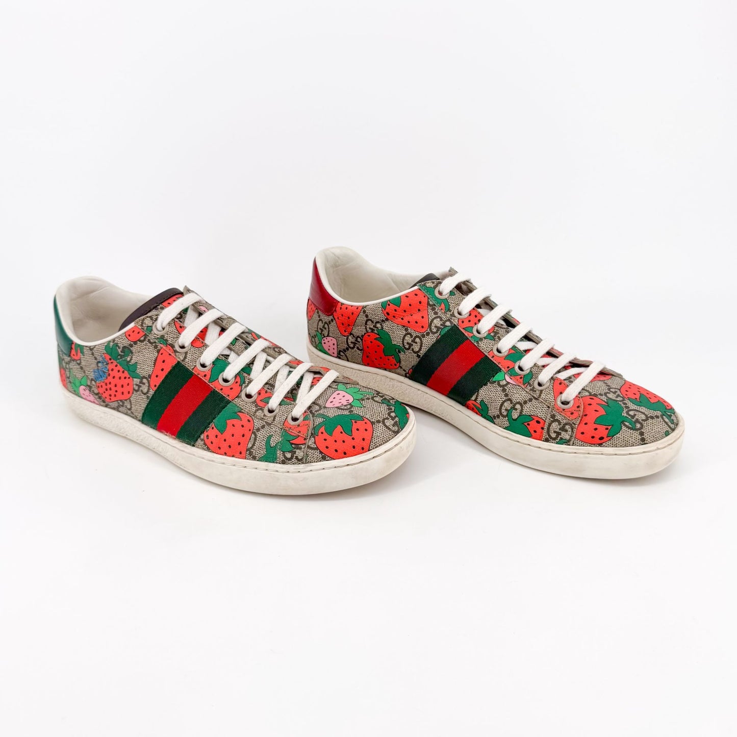 Gucci Ace Strawberry GG Supreme Canvas Sneakers – Size 37.5