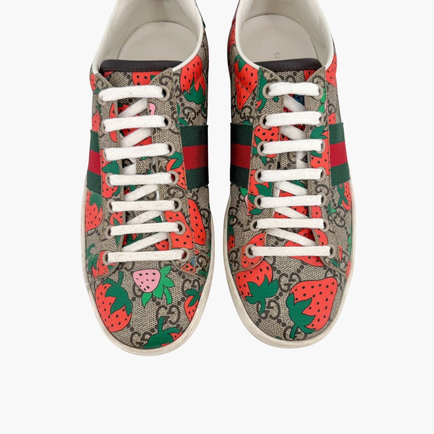 Gucci Ace Strawberry GG Supreme Canvas Sneakers – Size 37.5