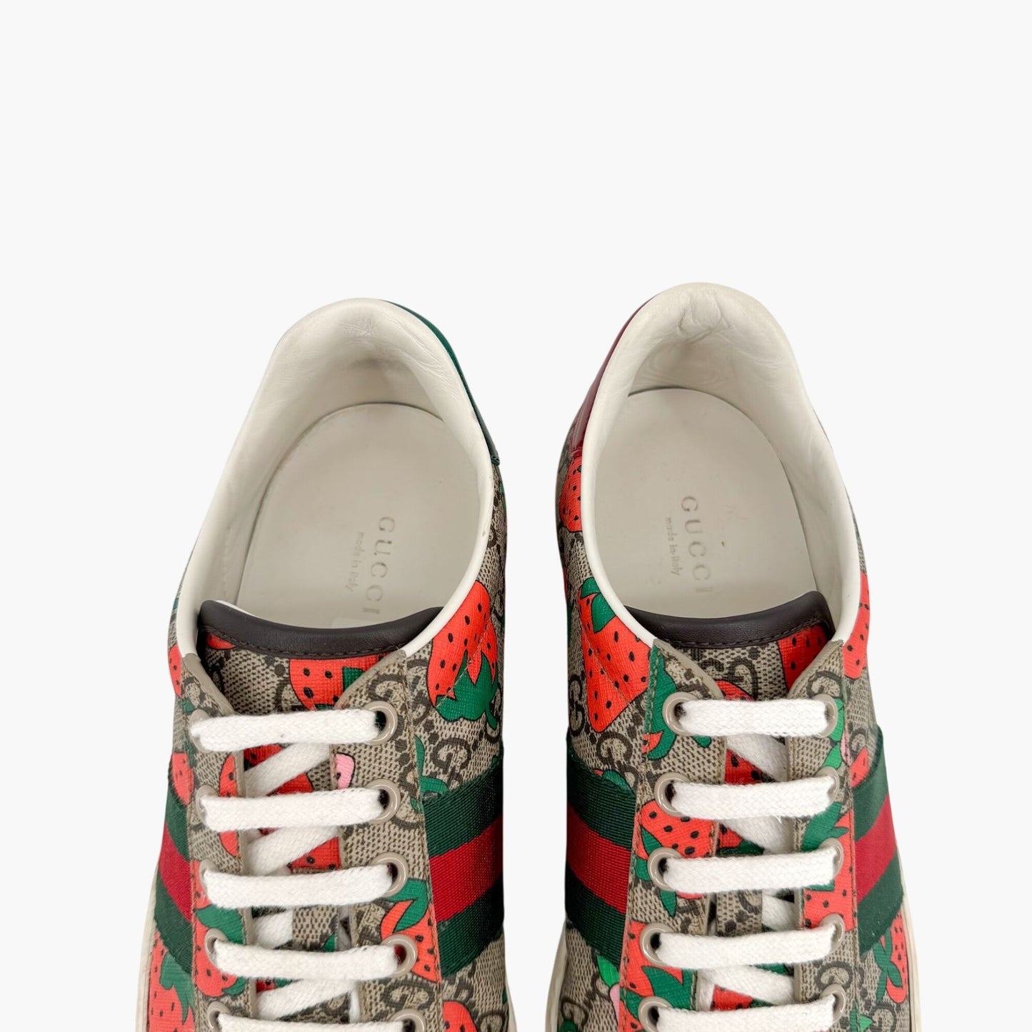 Gucci Ace Strawberry GG Supreme Canvas Sneakers – Size 37.5
