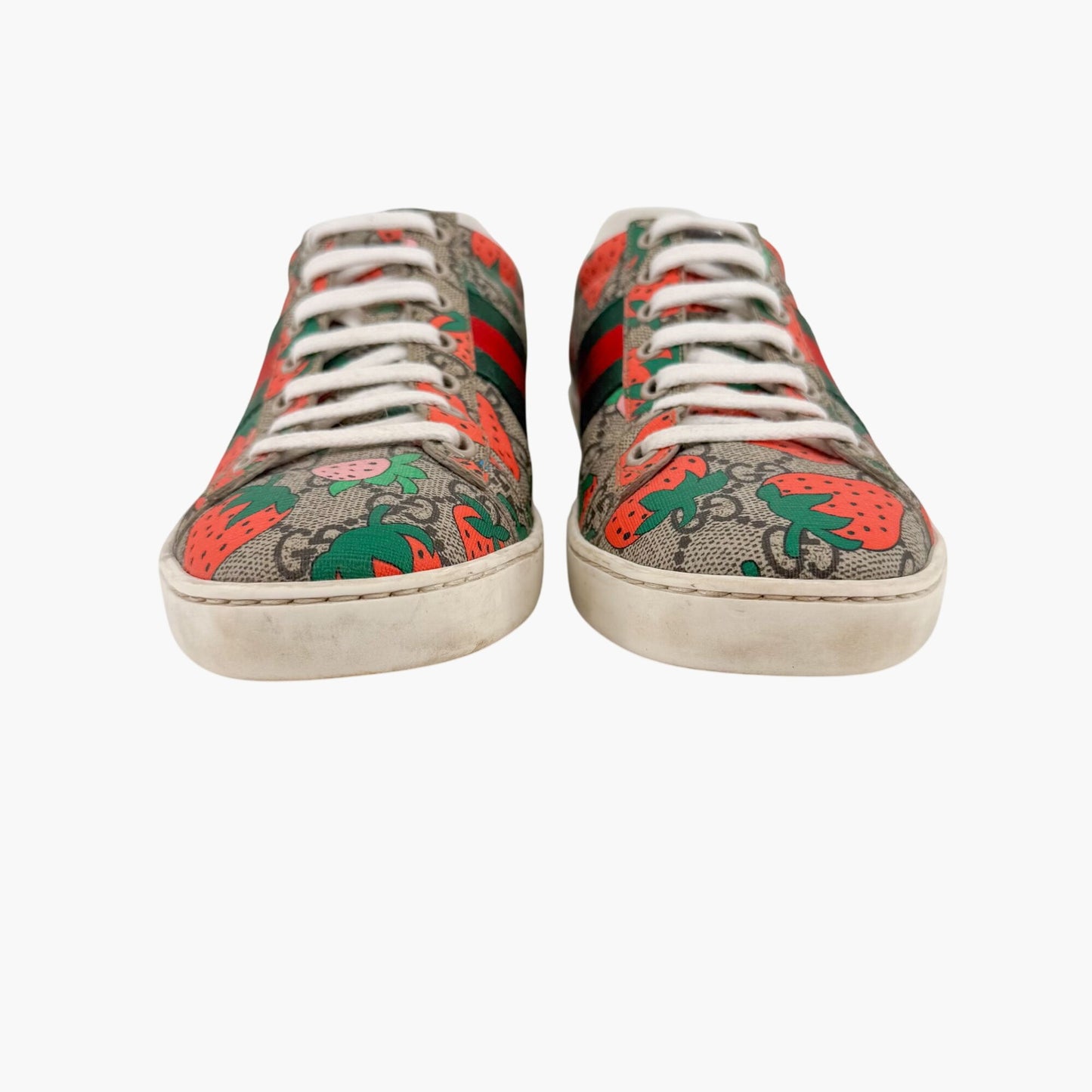 Gucci Ace Strawberry GG Supreme Canvas Sneakers – Size 37.5