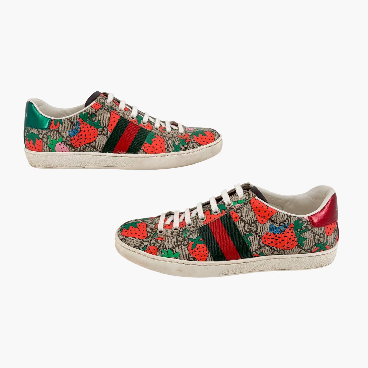 Gucci Ace Strawberry GG Supreme Canvas Sneakers – Size 37.5