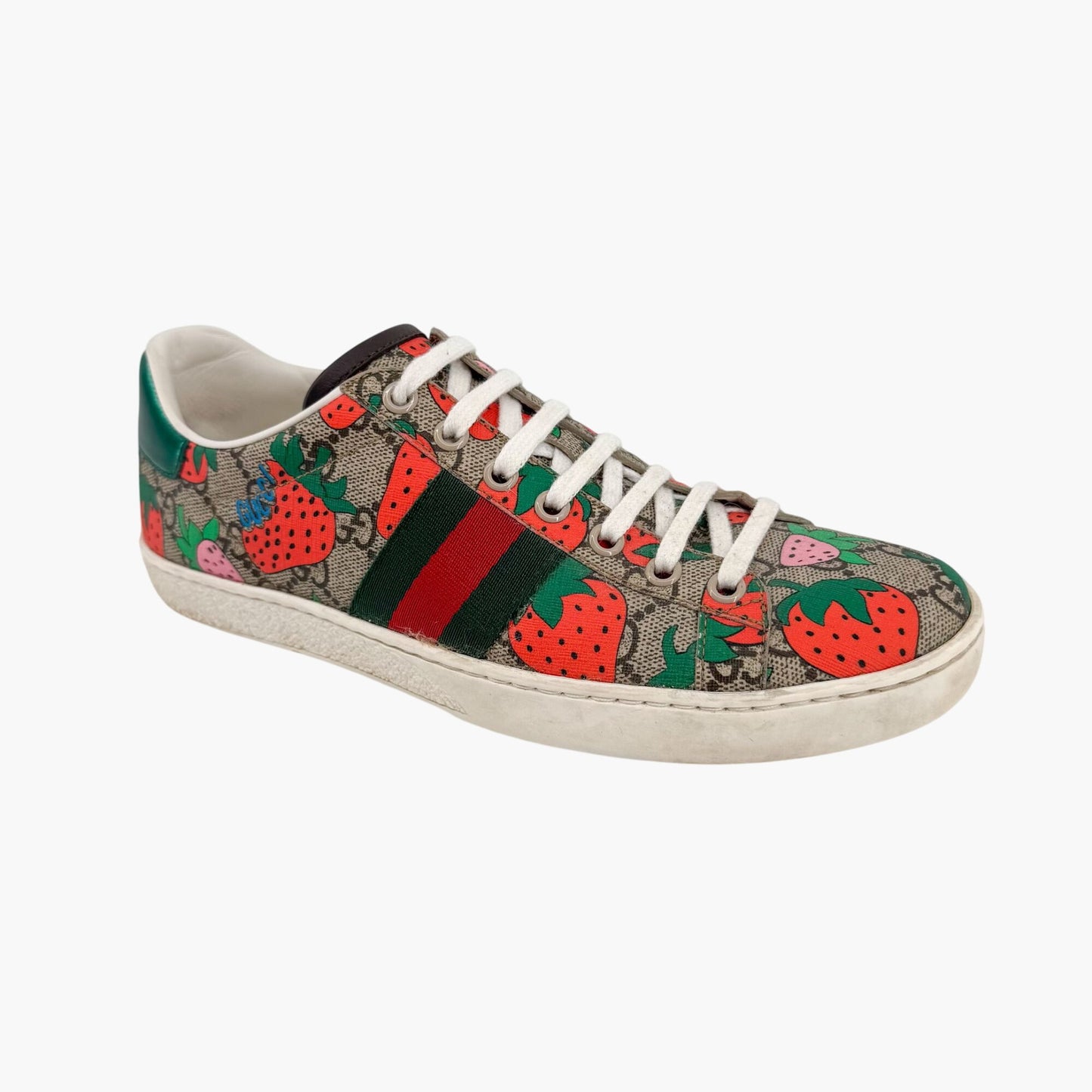 Gucci Ace Strawberry GG Supreme Canvas Sneakers – Size 37.5