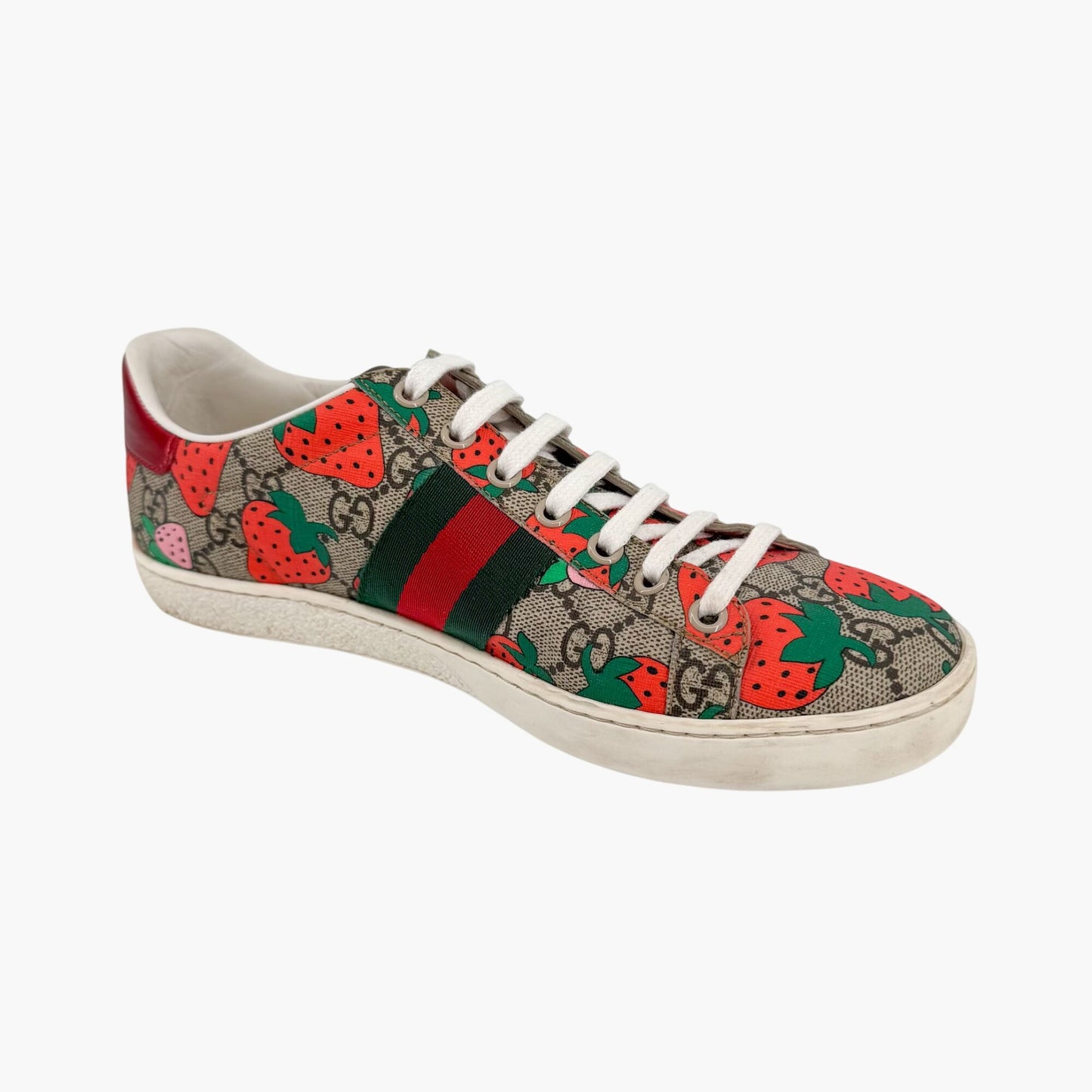 Gucci Ace Strawberry GG Supreme Canvas Sneakers – Size 37.5