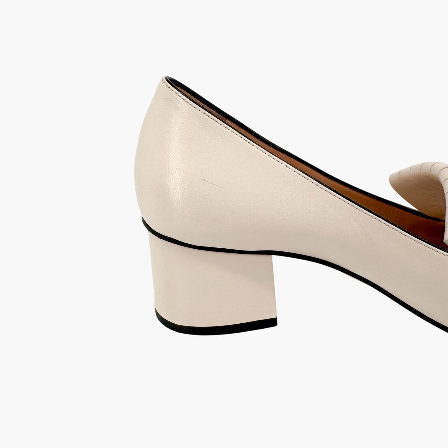 Gucci Marmont GG Fringe Loafer Pumps in White Leather – Size 37.5