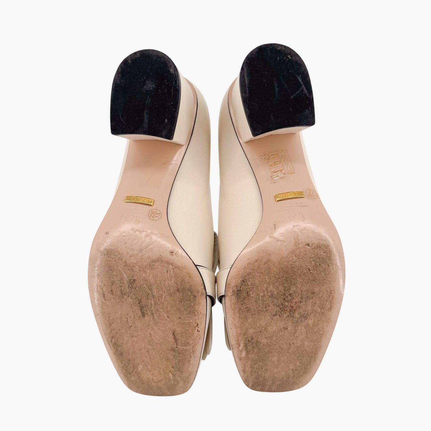 Gucci Marmont GG Fringe Loafer Pumps in White Leather – Size 37.5