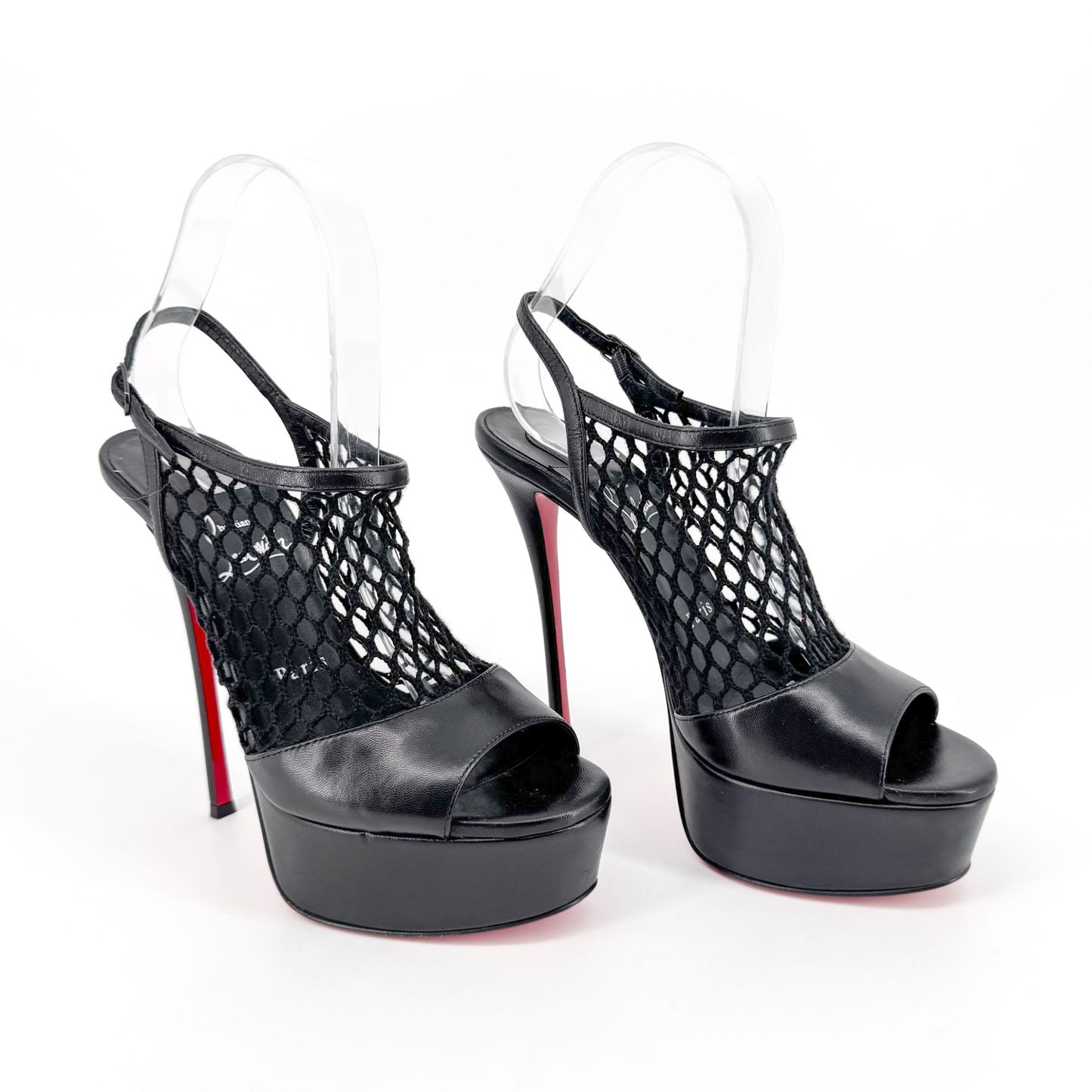 Christian Louboutin Plougesta Alta 150 Fishnet Platform Pumps in Black – Size 38