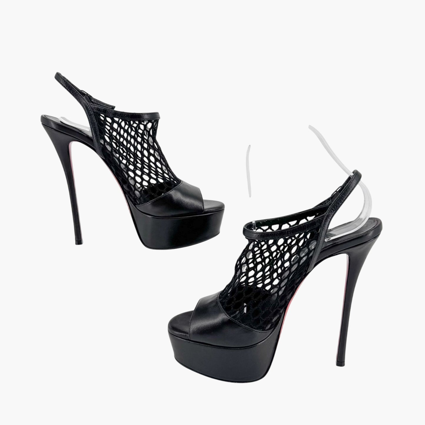 Christian Louboutin Plougesta Alta 150 Fishnet Platform Pumps in Black – Size 38