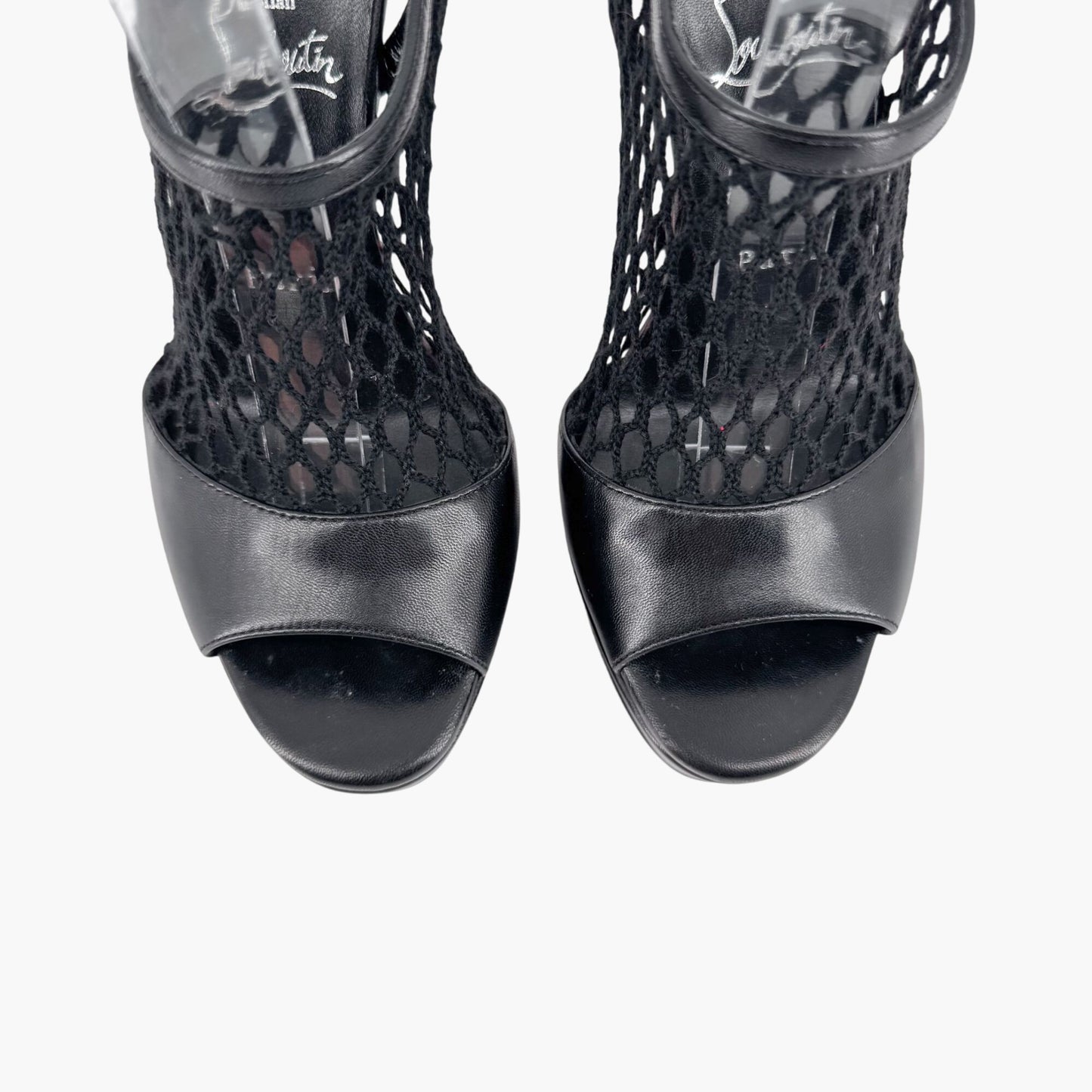 Christian Louboutin Plougesta Alta 150 Fishnet Platform Pumps in Black – Size 38
