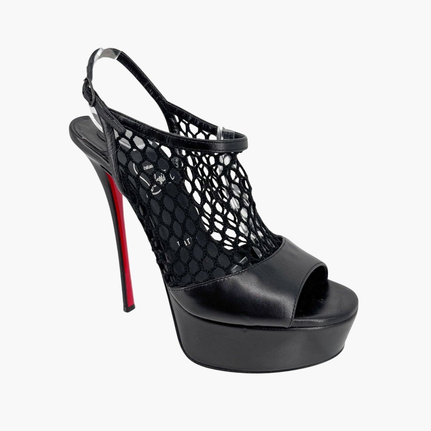 Christian Louboutin Plougesta Alta 150 Fishnet Platform Pumps in Black – Size 38