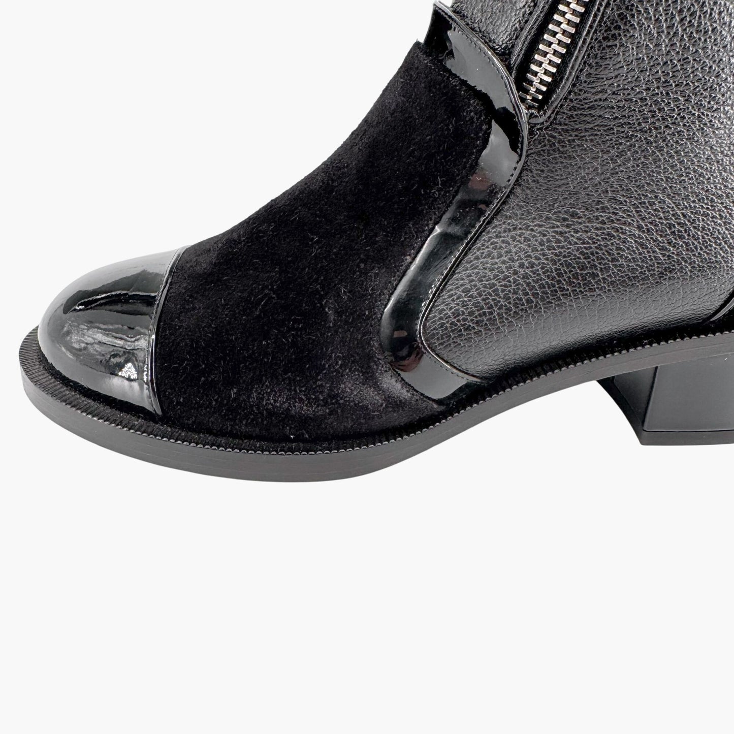 Chanel Cap Toe CC Ankle Boots in Black Leather & Suede Size 37