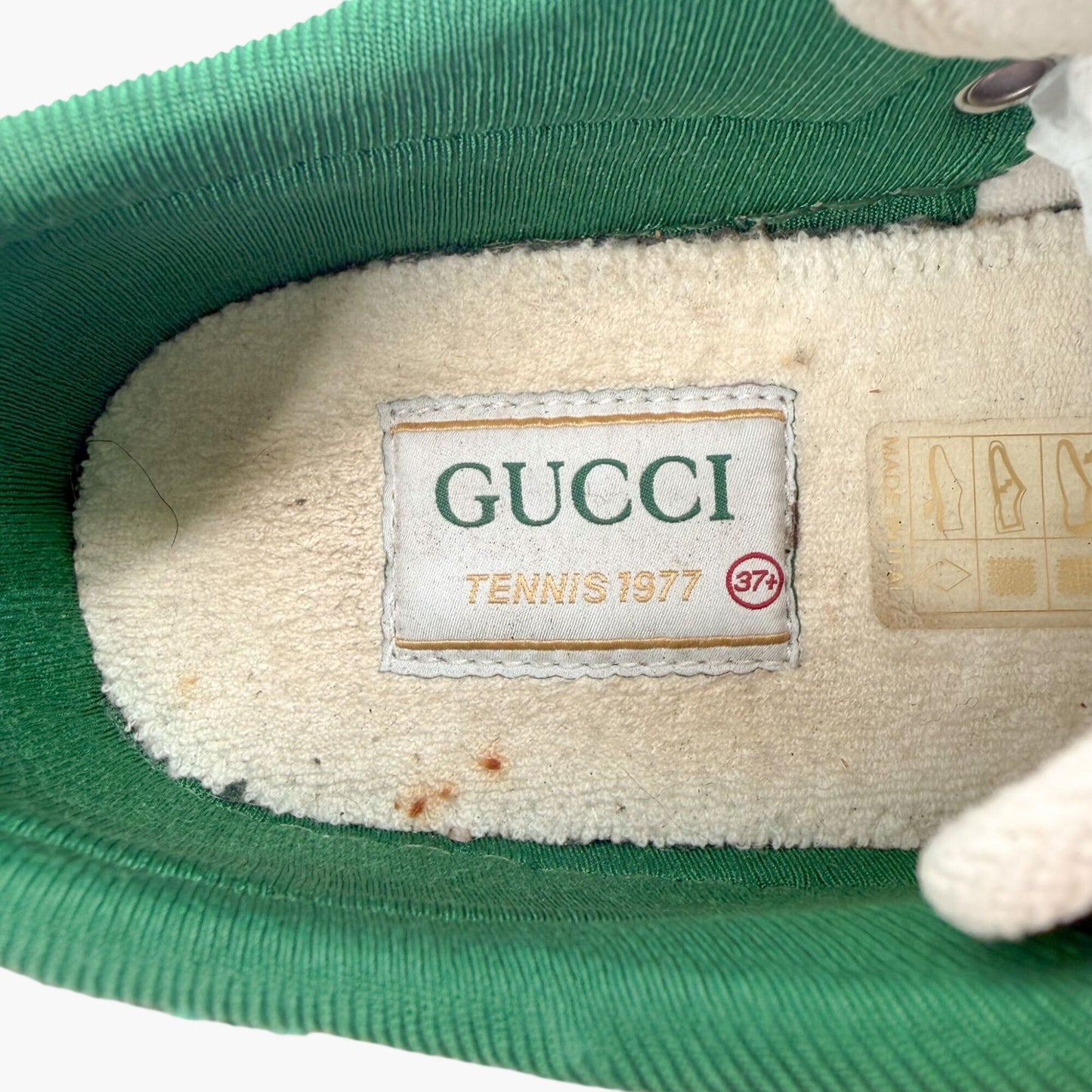 Gucci Tennis 1977 Houndstooth Sneakers in Red & Green Fabric Size 37.5