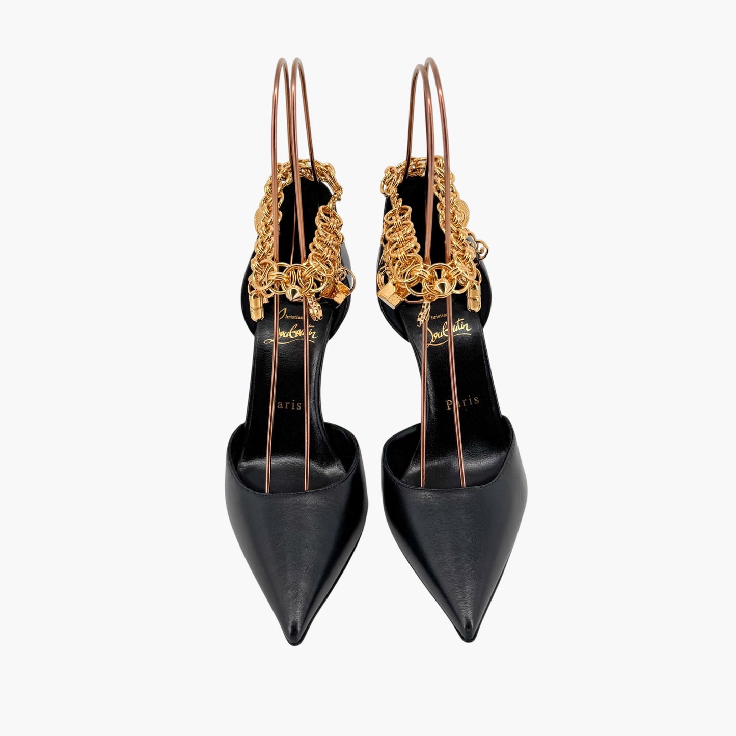 Christian Louboutin Gourmi Charm Anklet Pumps in Black Leather – Size 39.5