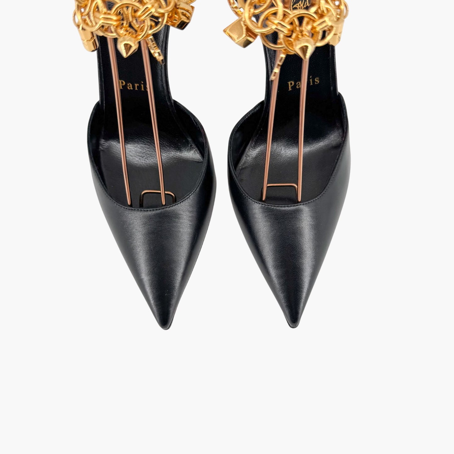 Christian Louboutin Gourmi Charm Anklet Pumps in Black Leather – Size 39.5