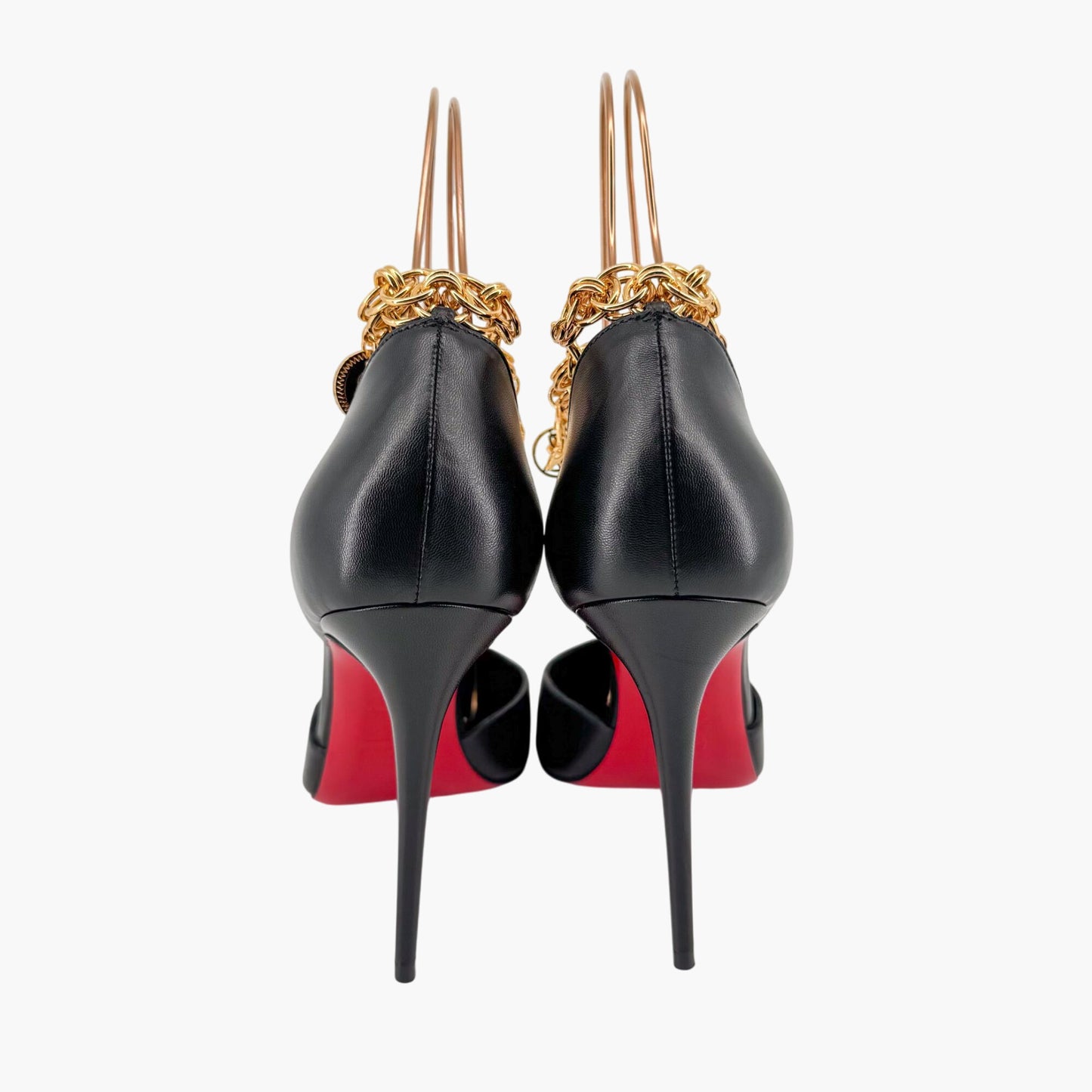 Christian Louboutin Gourmi Charm Anklet Pumps in Black Leather – Size 39.5