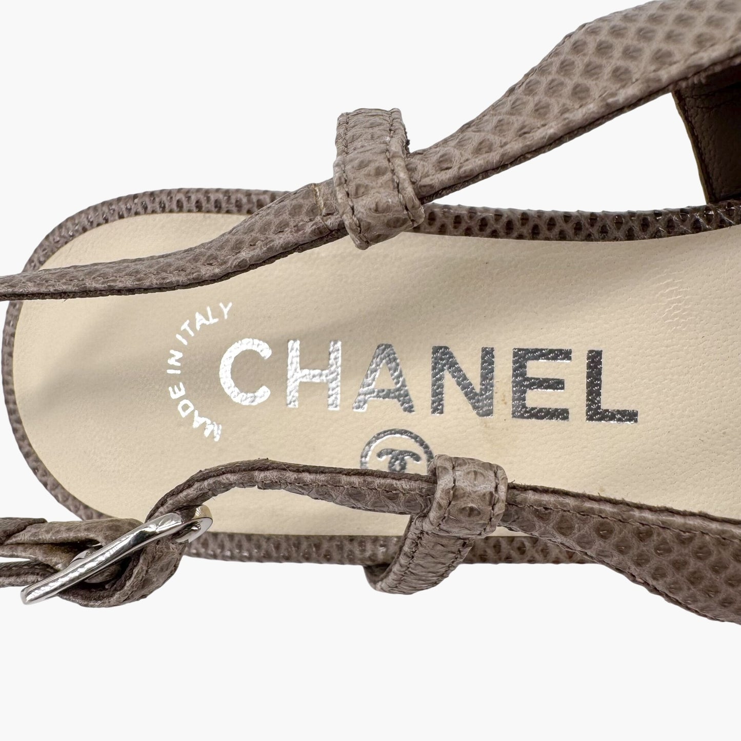 Chanel CC Cap Toe Slingback Pumps in Taupe & Black Leather – Size 38