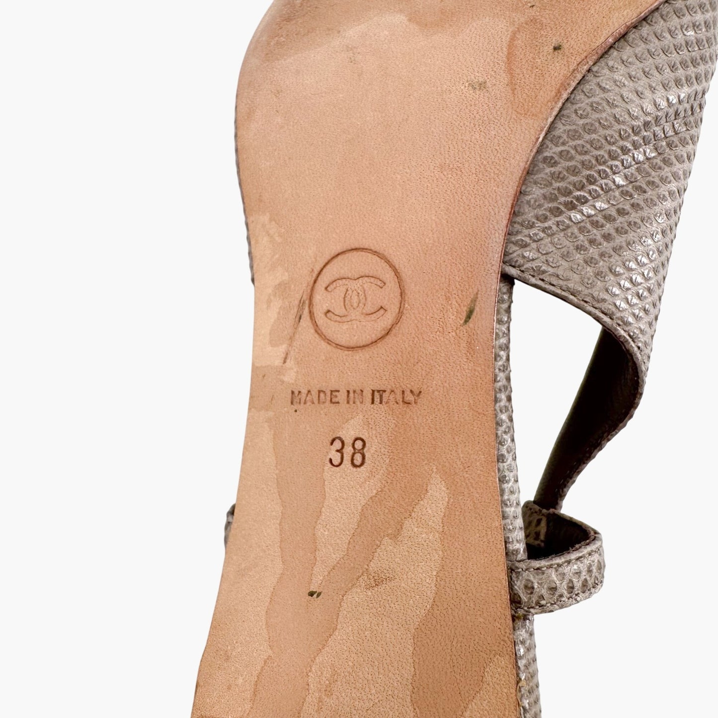 Chanel CC Cap Toe Slingback Pumps in Taupe & Black Leather – Size 38