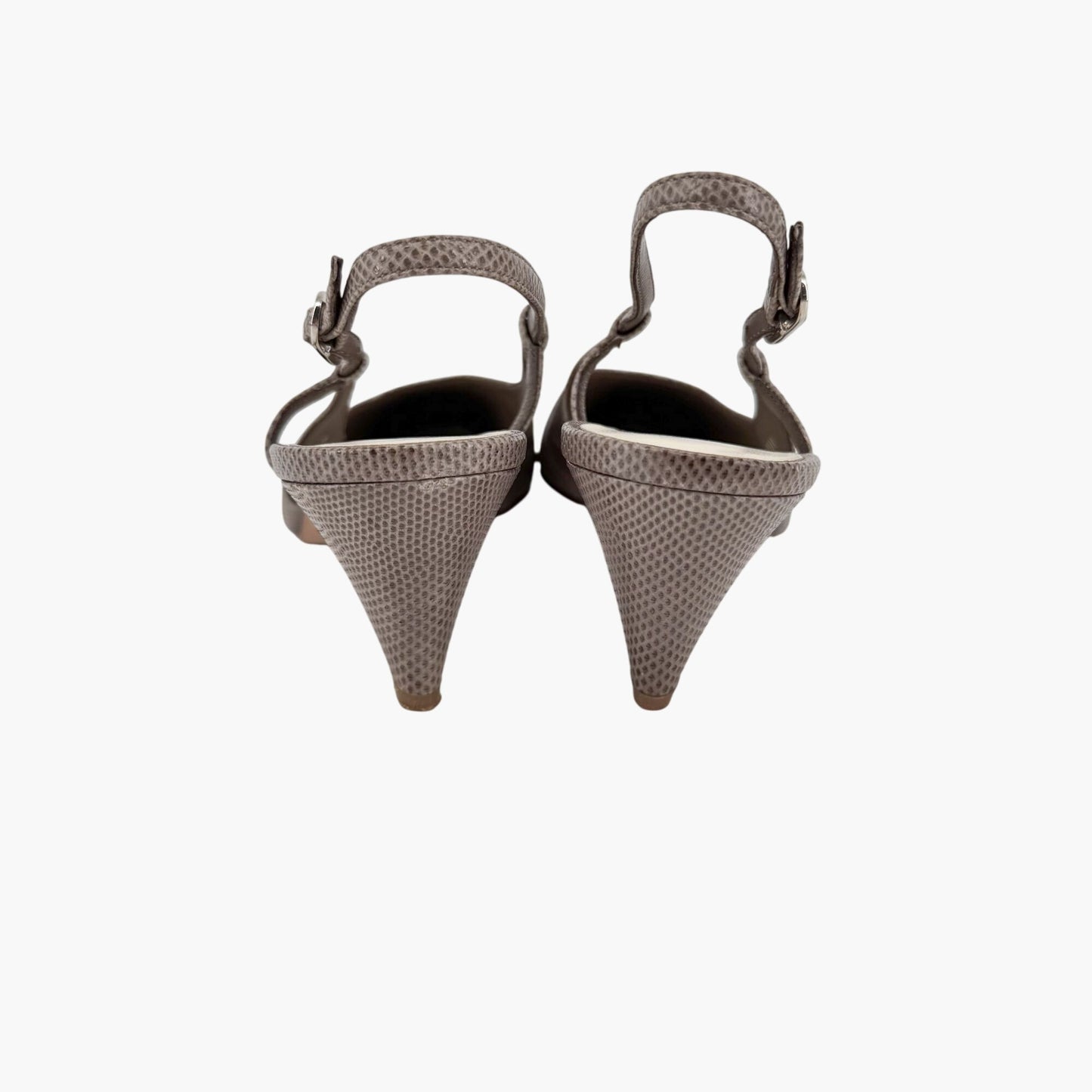Chanel CC Cap Toe Slingback Pumps in Taupe & Black Leather – Size 38