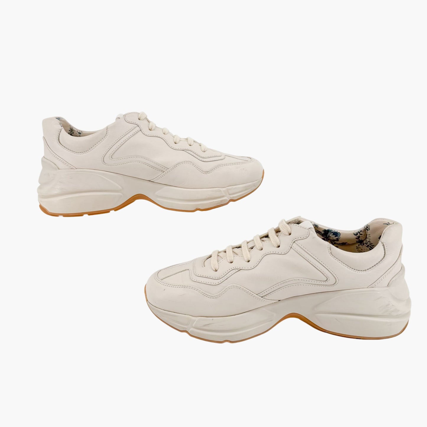 Gucci Rhyton Rainbow Glitter Sneakers in Beige Leather Size 38.5