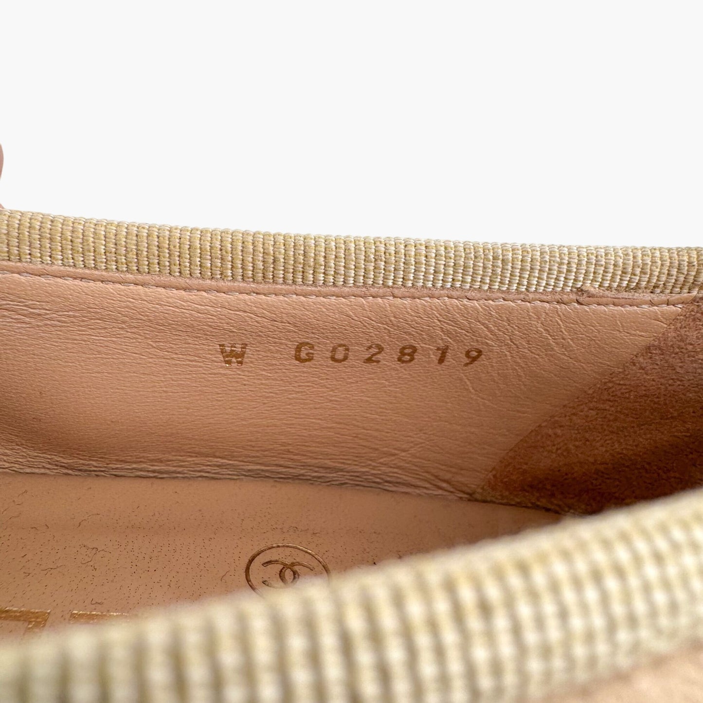 Chanel Beige Black CC Cap Toe Ballet Flats Size 37.5