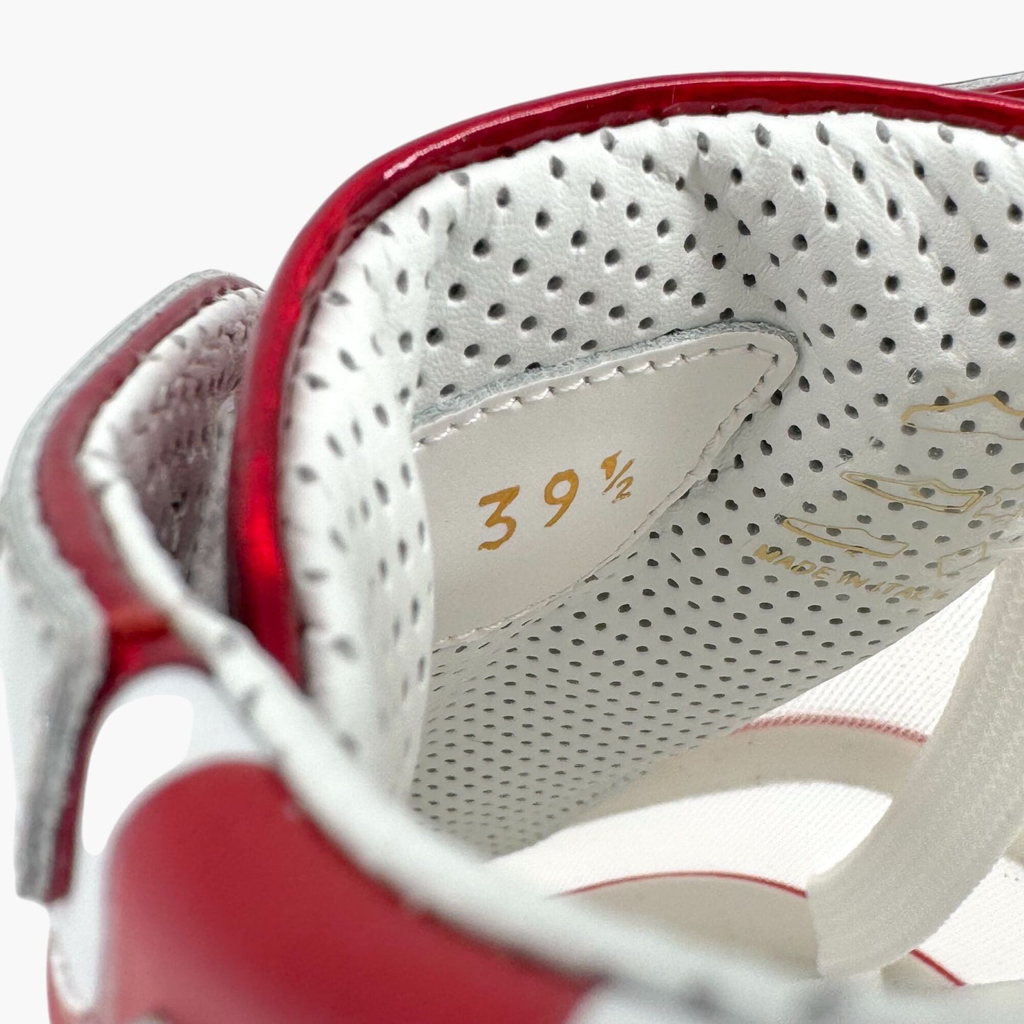 Christian Louboutin Sharkina Sneakers in White Mesh & Red Psychic Patent – Size 39.5