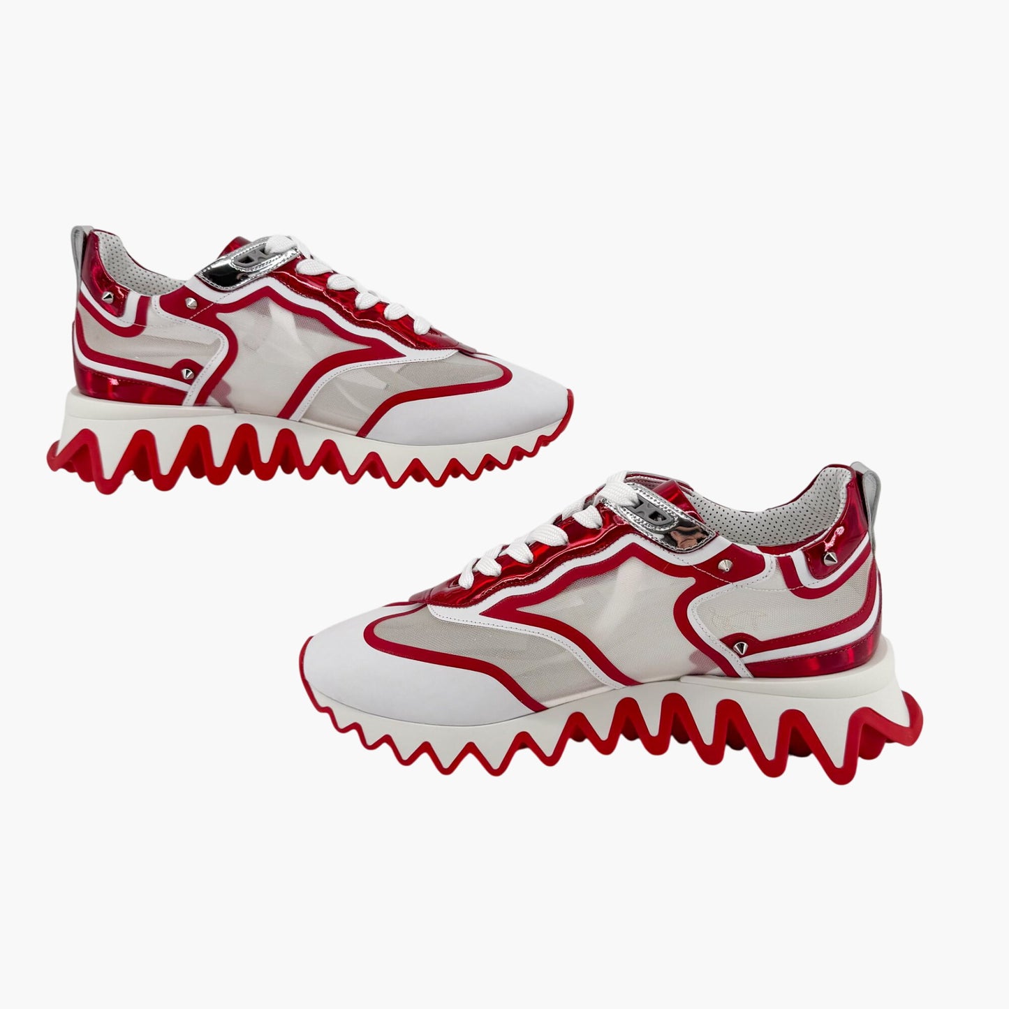 Christian Louboutin Sharkina Mesh & Patent Leather Sneakers White/Red – Size 40