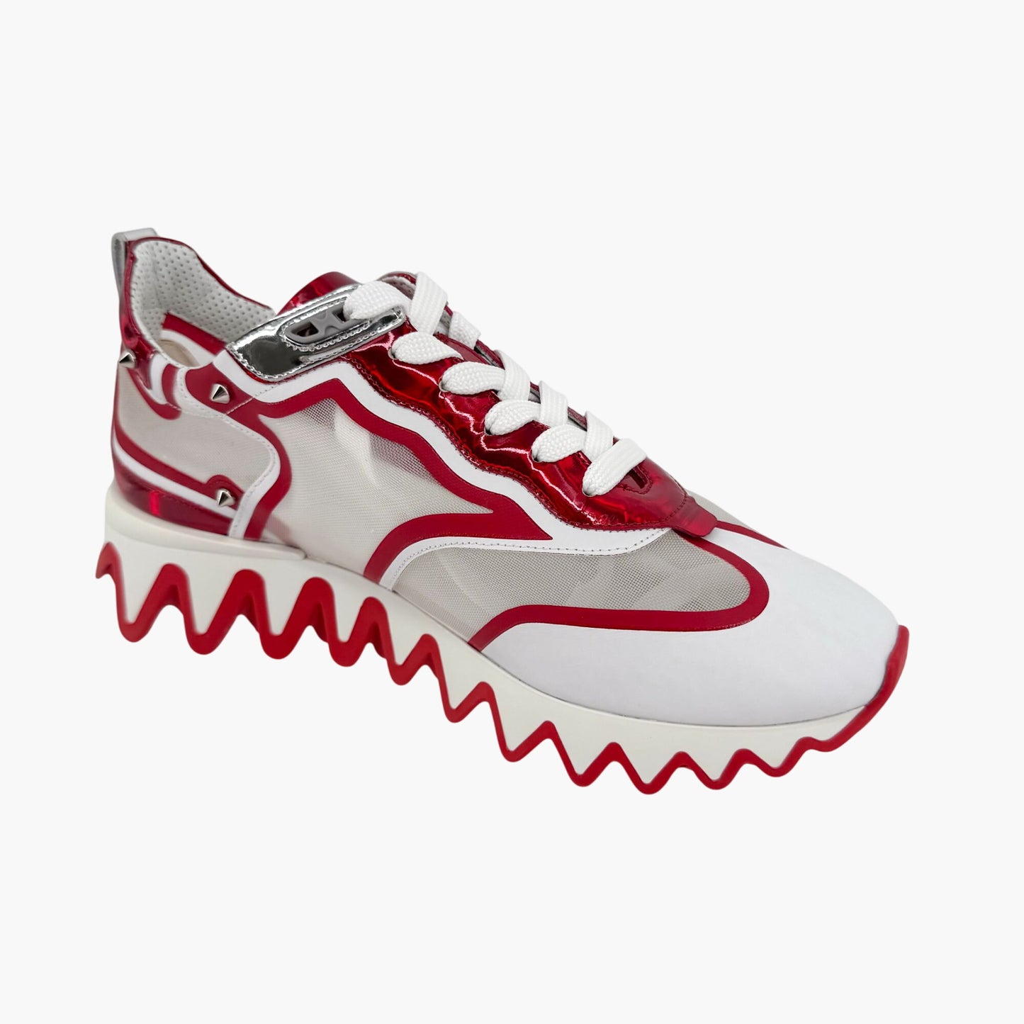 Christian Louboutin Sharkina Mesh & Patent Leather Sneakers White/Red – Size 40