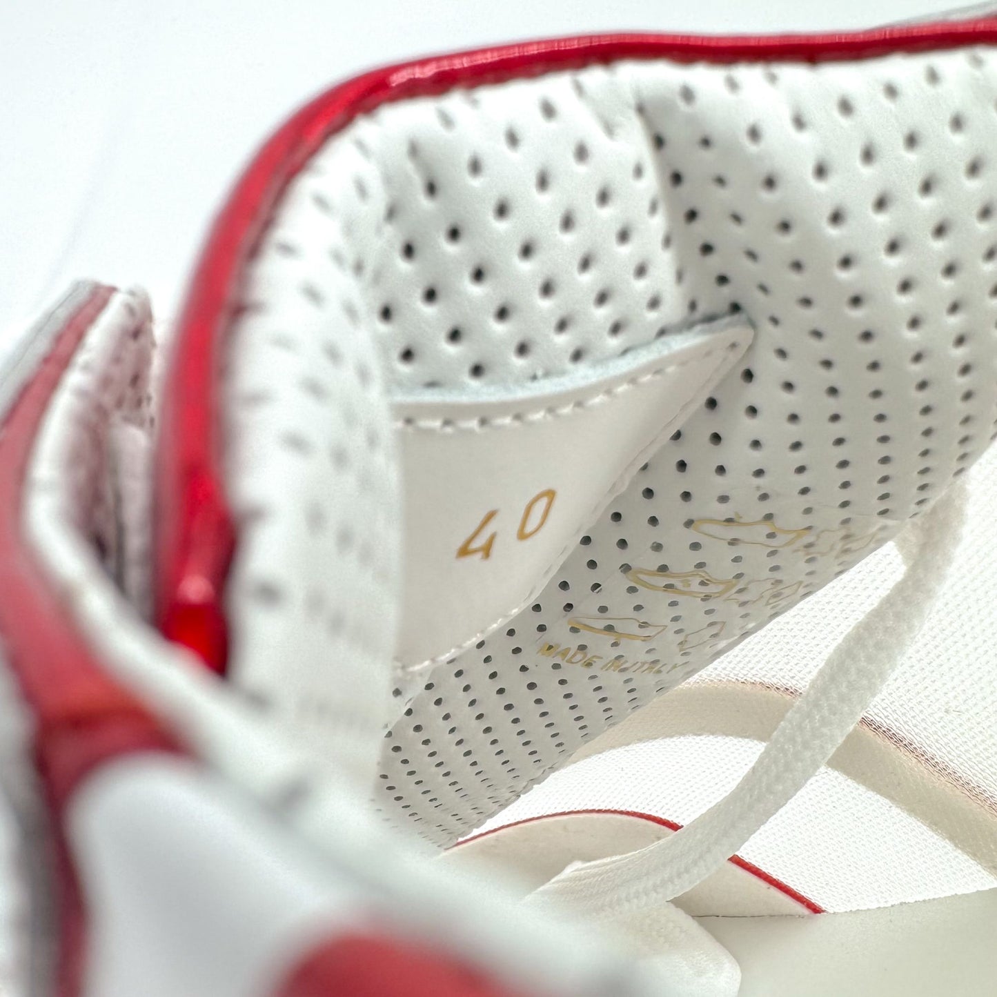 Christian Louboutin Sharkina Mesh & Patent Leather Sneakers White/Red – Size 40