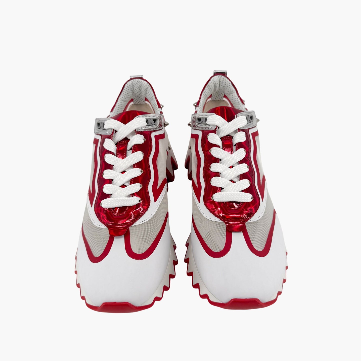 Christian Louboutin Sharkina Mesh & Patent Leather Sneakers White/Red – Size 40