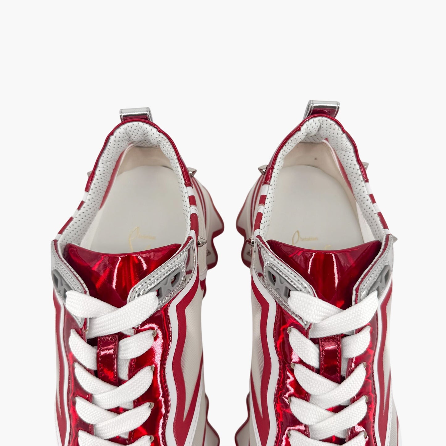 Christian Louboutin Sharkina Mesh & Patent Leather Sneakers White/Red – Size 40