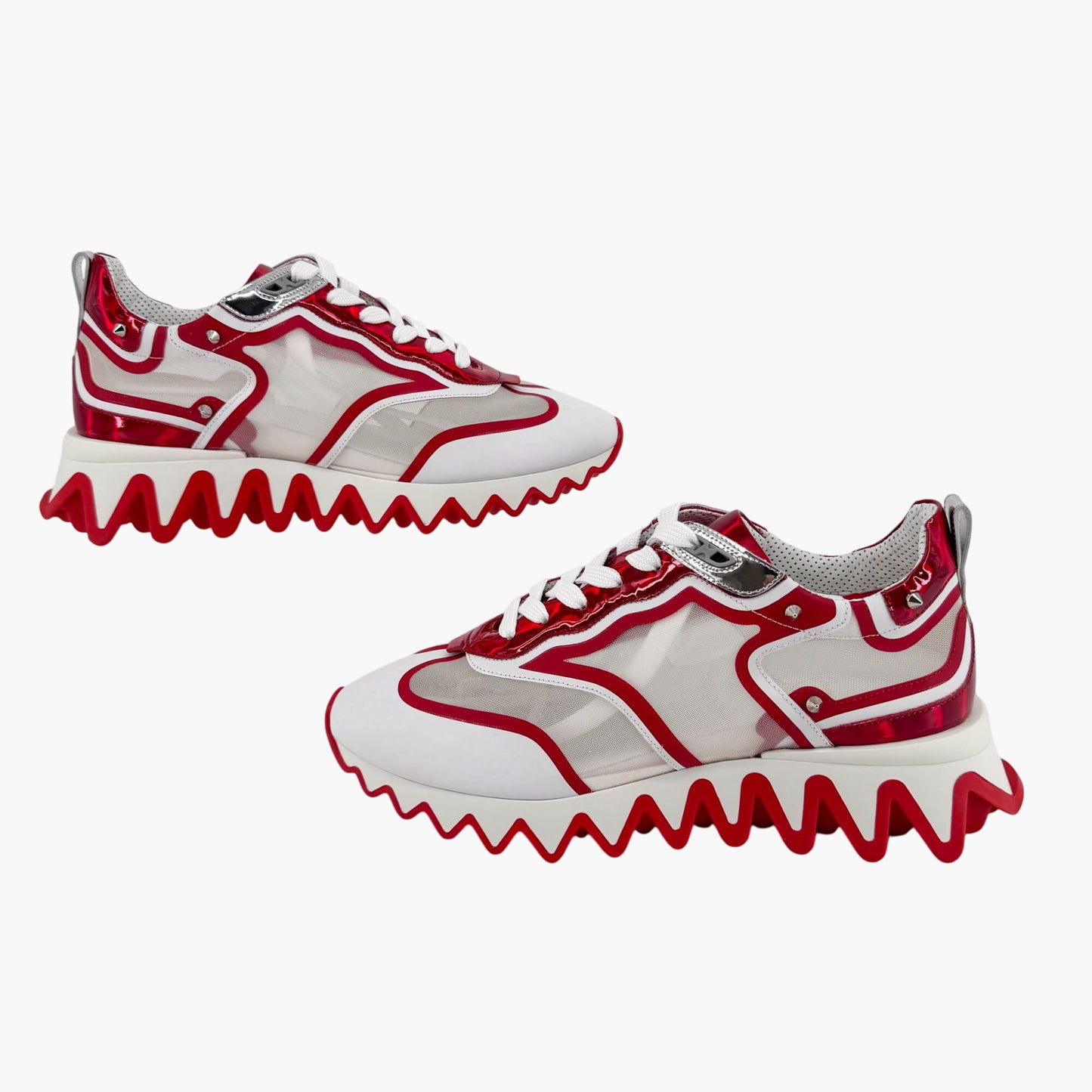 Christian Louboutin Sharkina Mesh & Patent Leather Sneakers White/Red – Size 40
