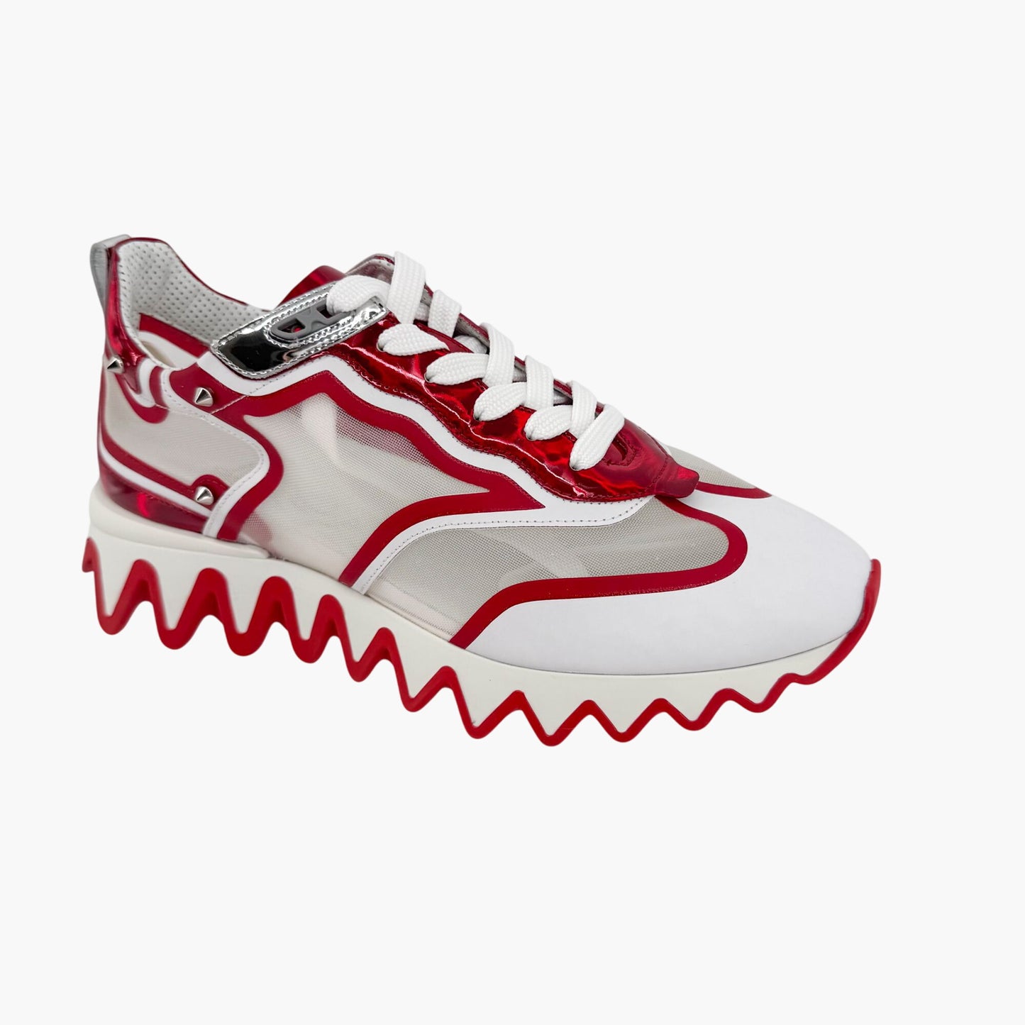 Christian Louboutin Sharkina Mesh & Patent Leather Sneakers White/Red – Size 40
