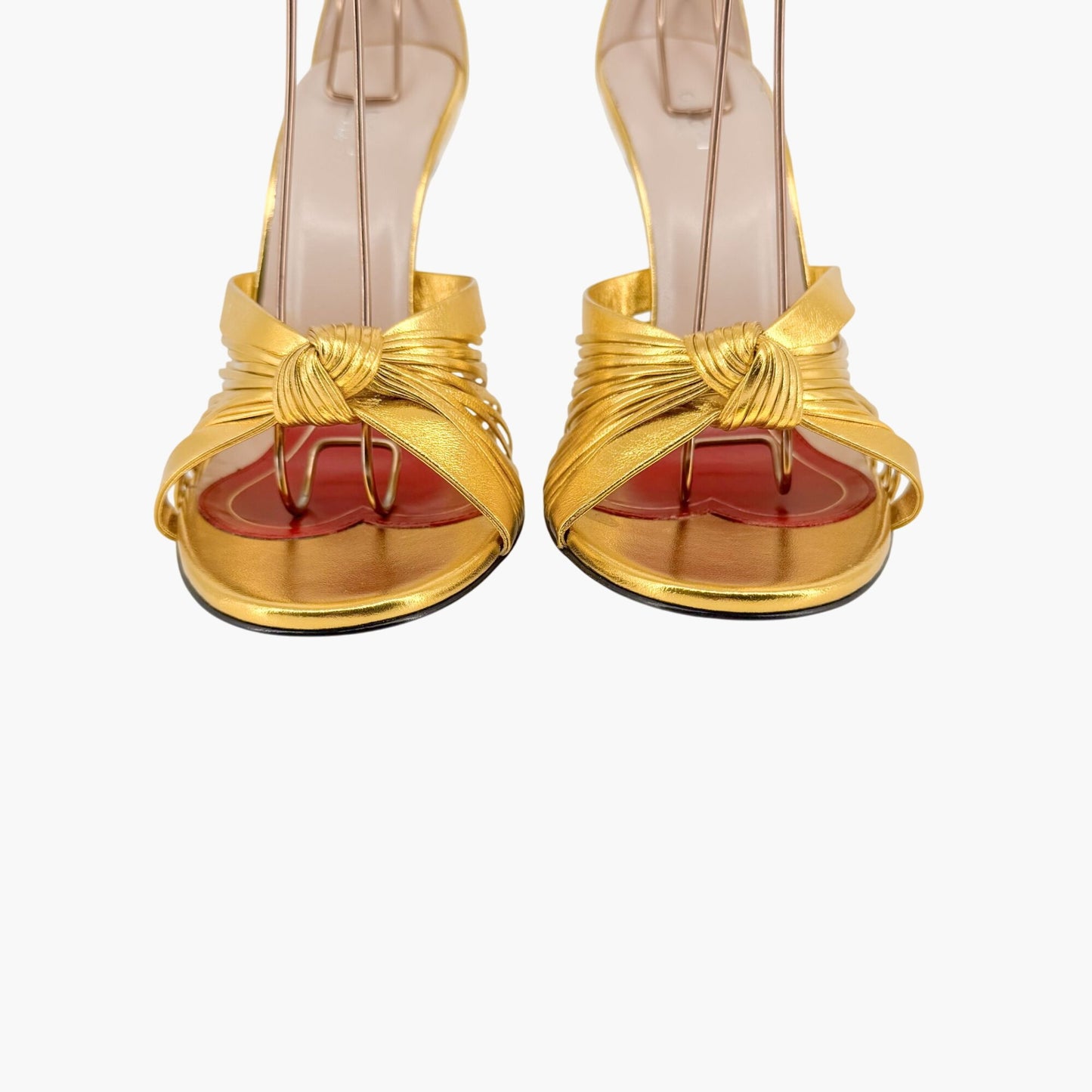 Gucci Crawford Knot Sandals in Metallic Gold Leather Size 38.5