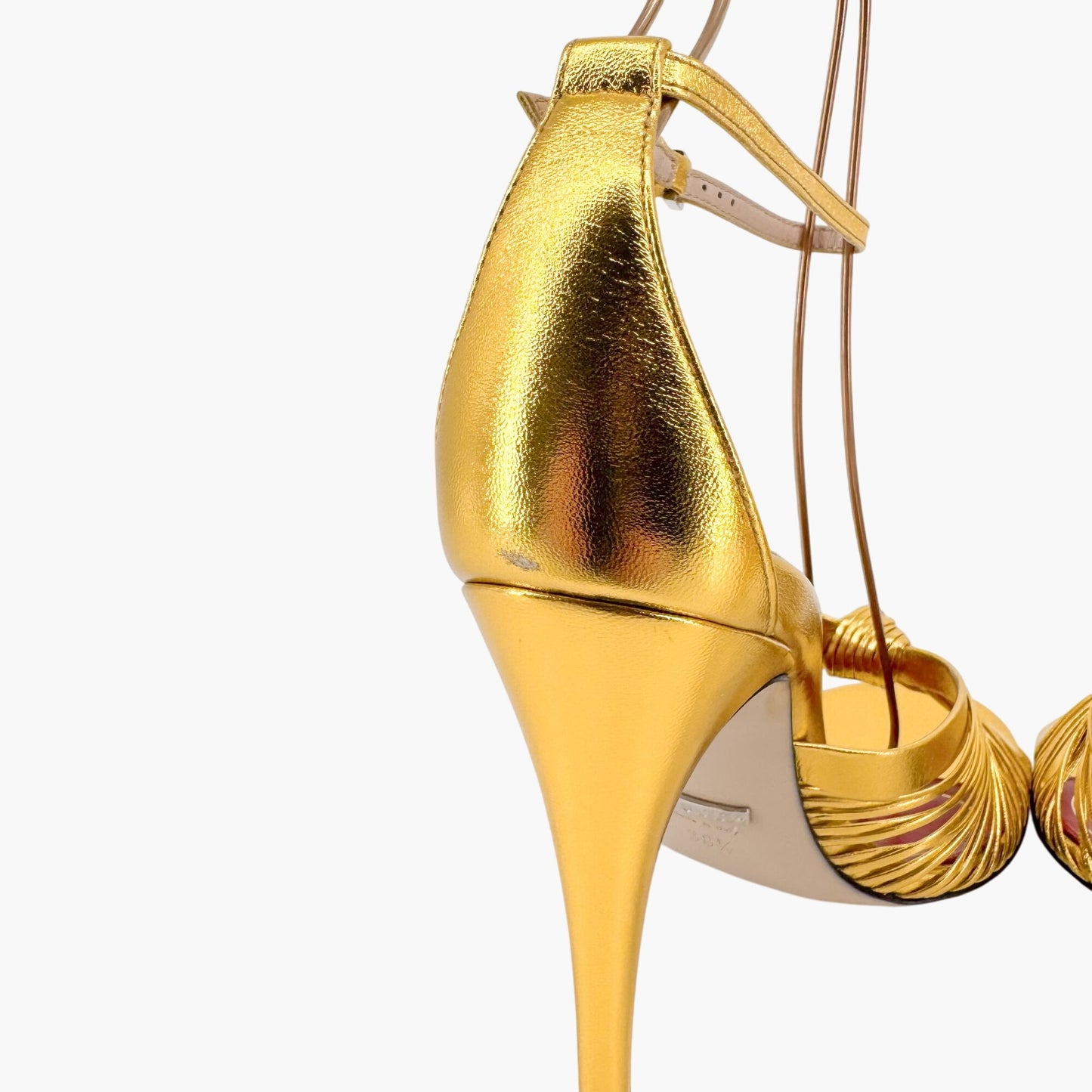 Gucci Crawford Knot Sandals in Metallic Gold Leather Size 38.5