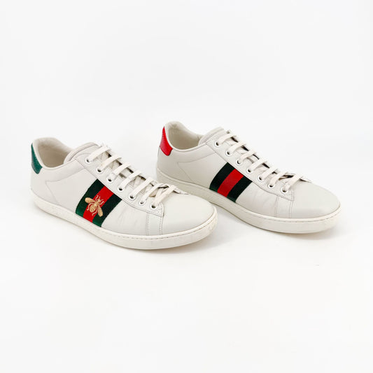 Gucci Ace Bee White Leather Sneakers – Size 38.5
