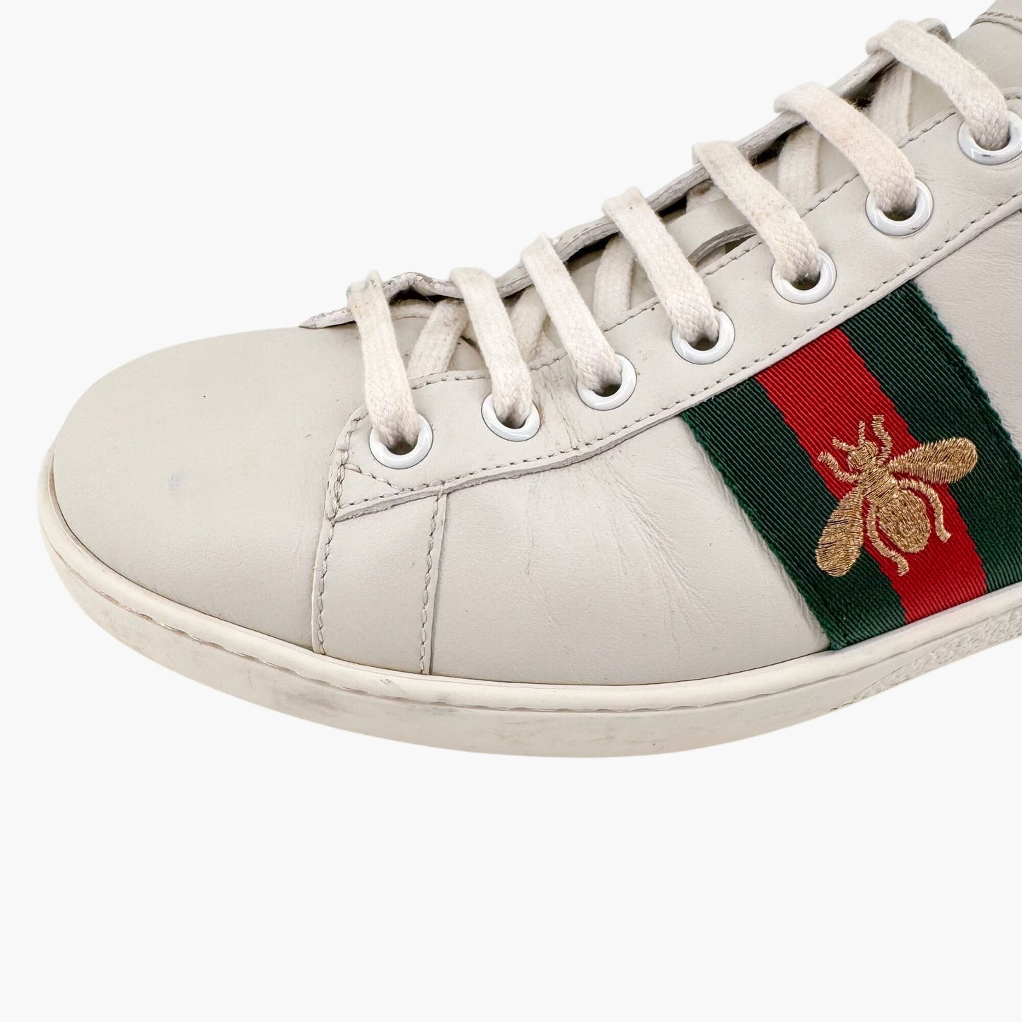 Gucci Ace Bee White Leather Sneakers – Size 38.5