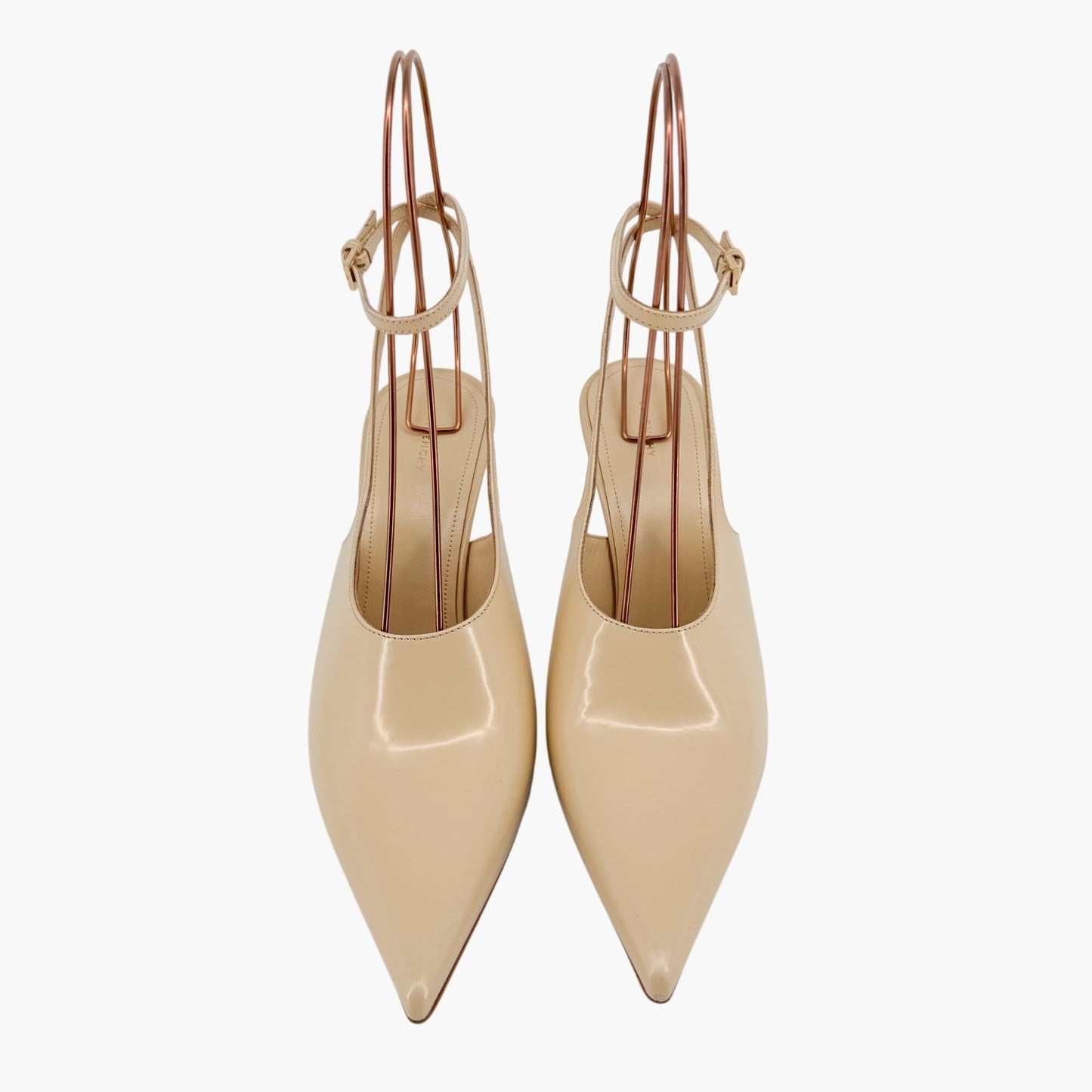 Givenchy Show Slingback Pumps in Beige Leather with Ankle Straps – Size 38
