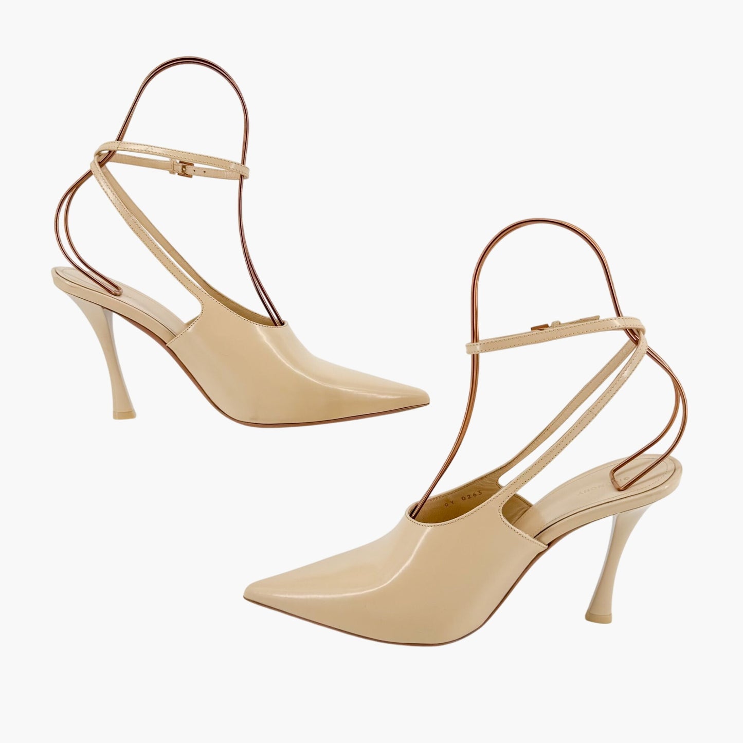 Givenchy Show Slingback Pumps in Beige Leather with Ankle Straps – Size 38