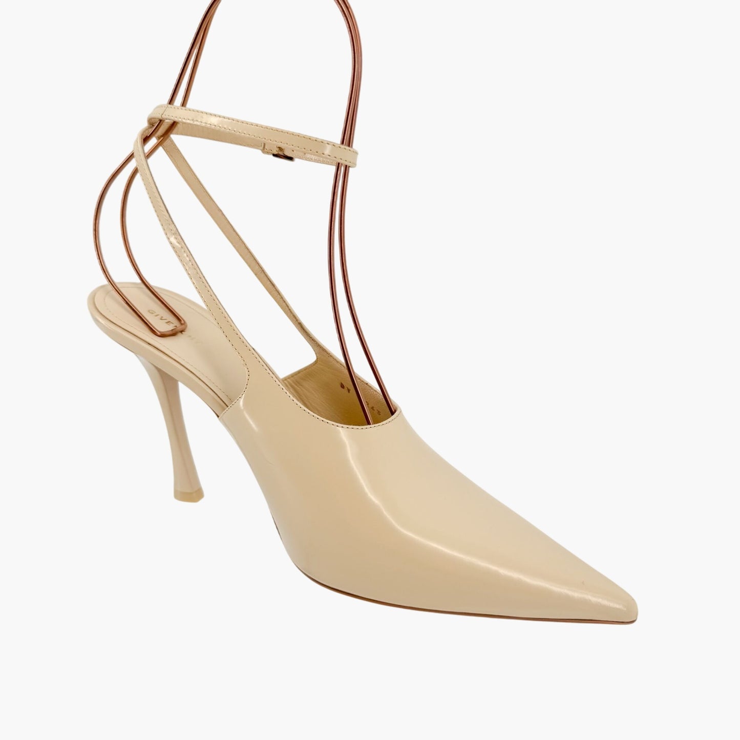 Givenchy Show Slingback Pumps in Beige Leather with Ankle Straps – Size 38