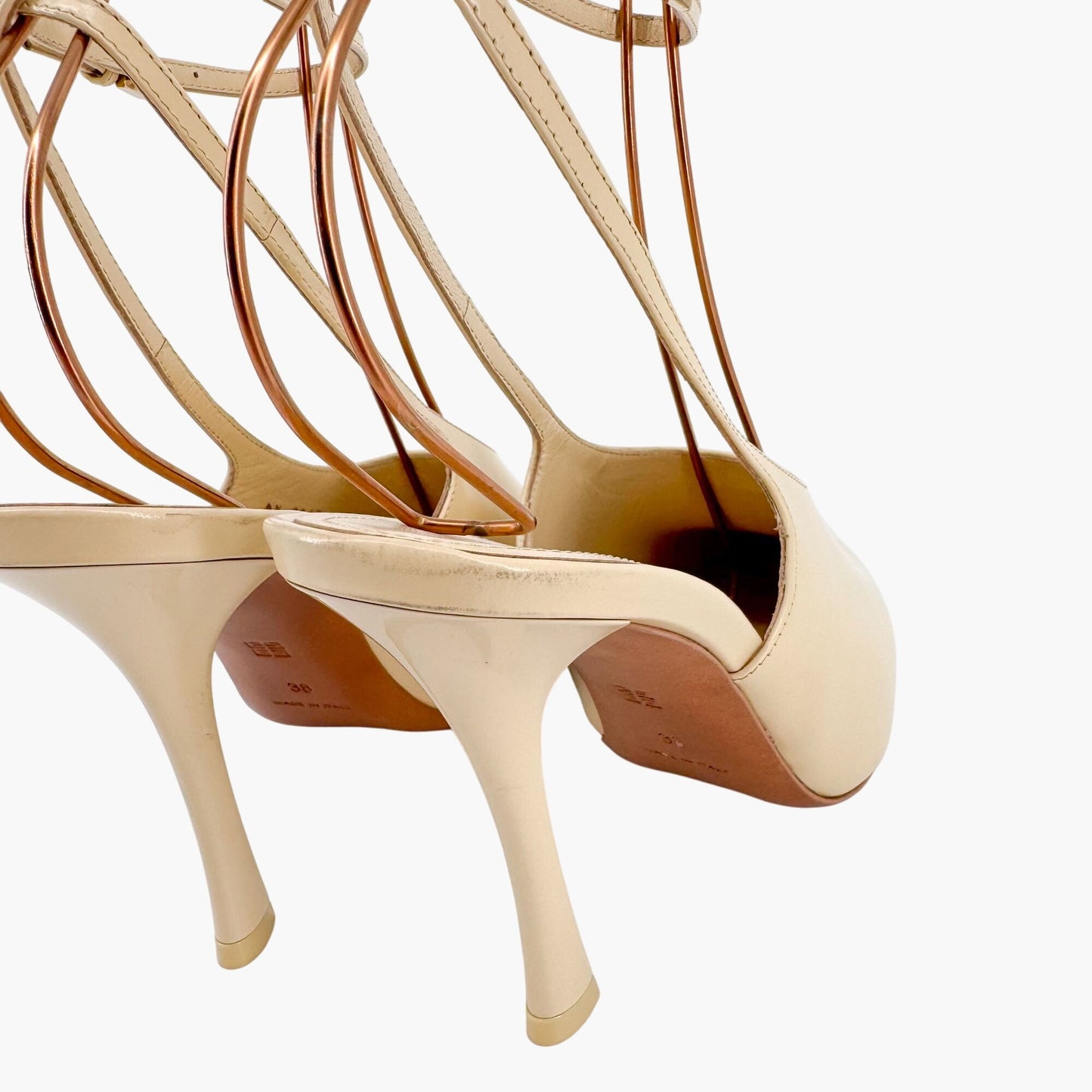 Givenchy Show Slingback Pumps in Beige Leather with Ankle Straps – Size 38