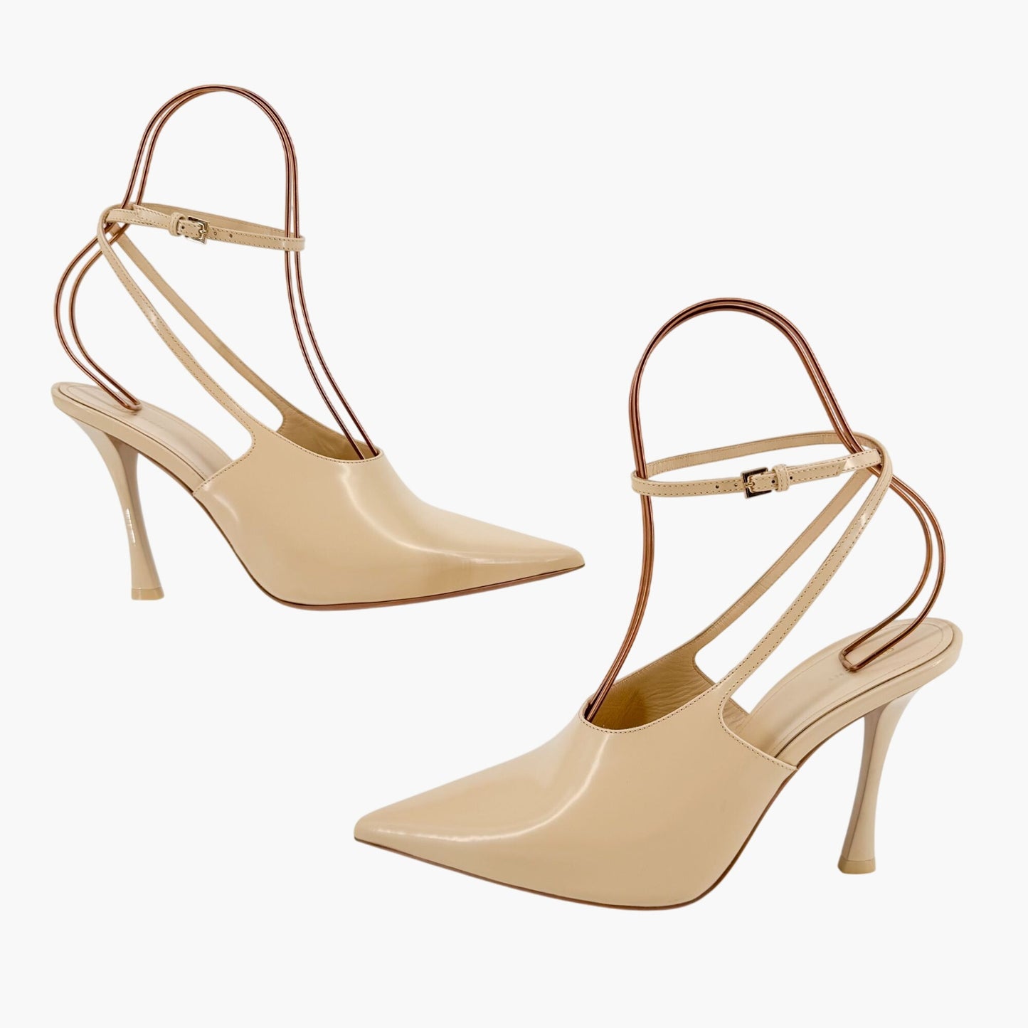 Givenchy Show Slingback Pumps in Beige Leather with Ankle Straps – Size 38