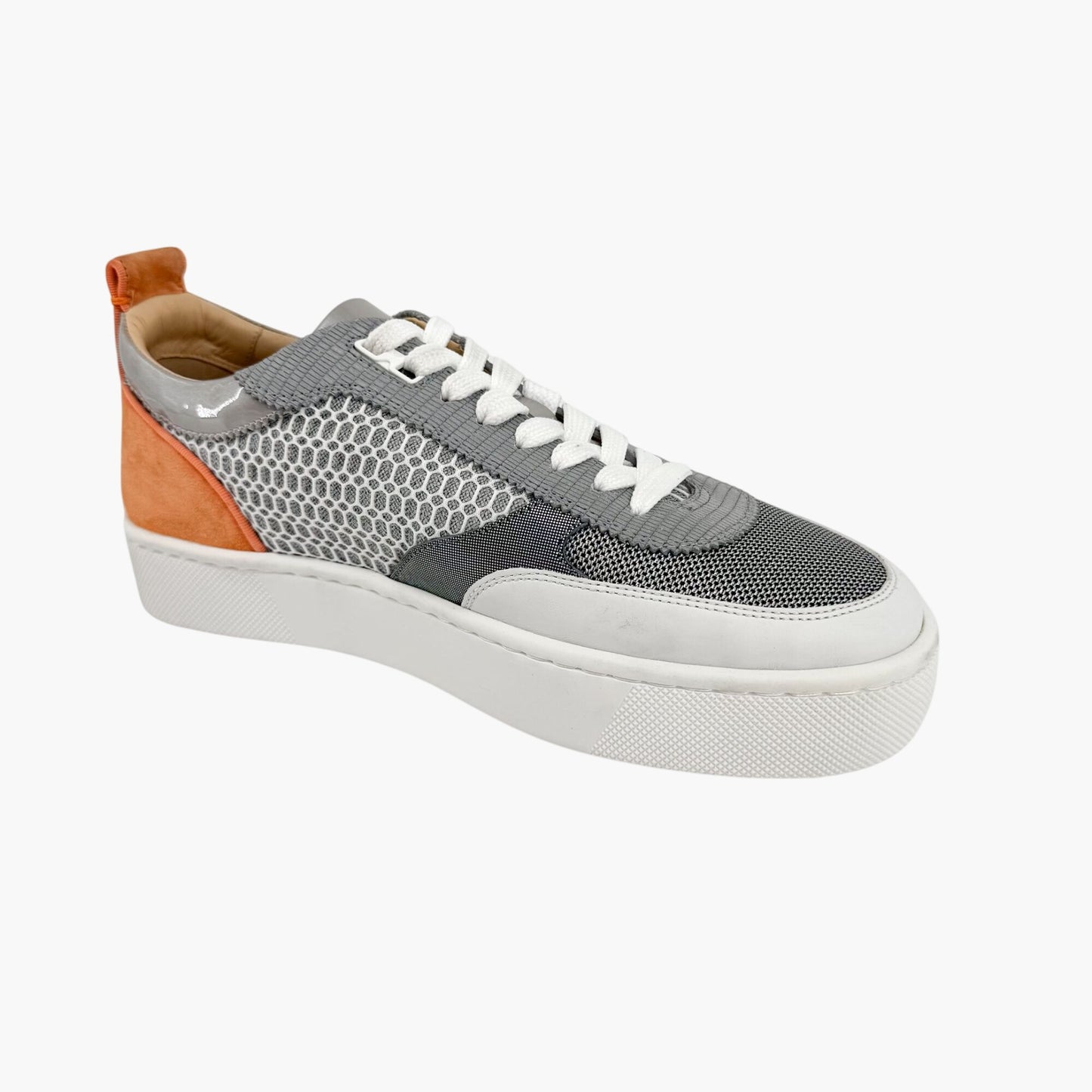 Christian Louboutin Happyrui Low Top Platform Sneakers in Metallic Silver/Grey Size 40