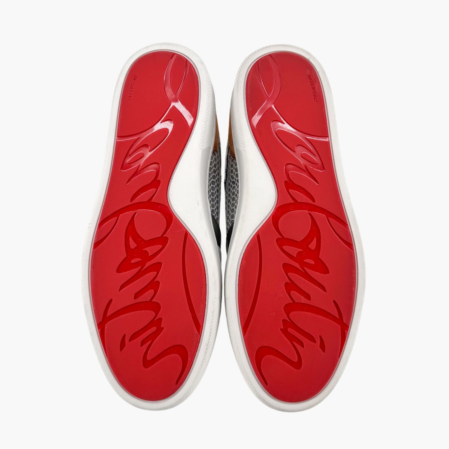 Christian Louboutin Happyrui Low Top Platform Sneakers in Metallic Silver/Grey Size 40