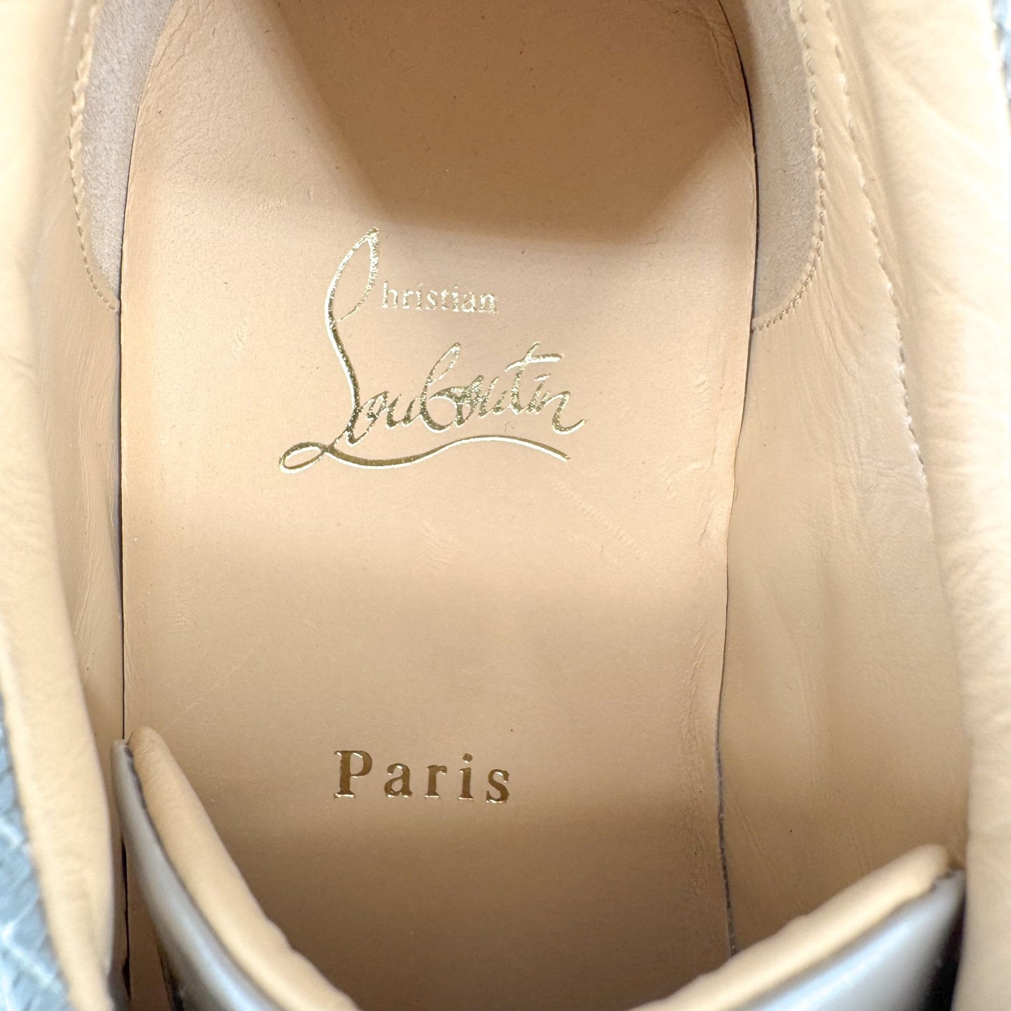 Christian Louboutin Happyrui Low Top Platform Sneakers in Metallic Silver/Grey Size 40