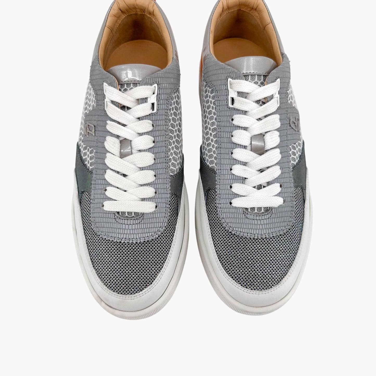 Christian Louboutin Happyrui Low Top Platform Sneakers in Metallic Silver/Grey Size 40